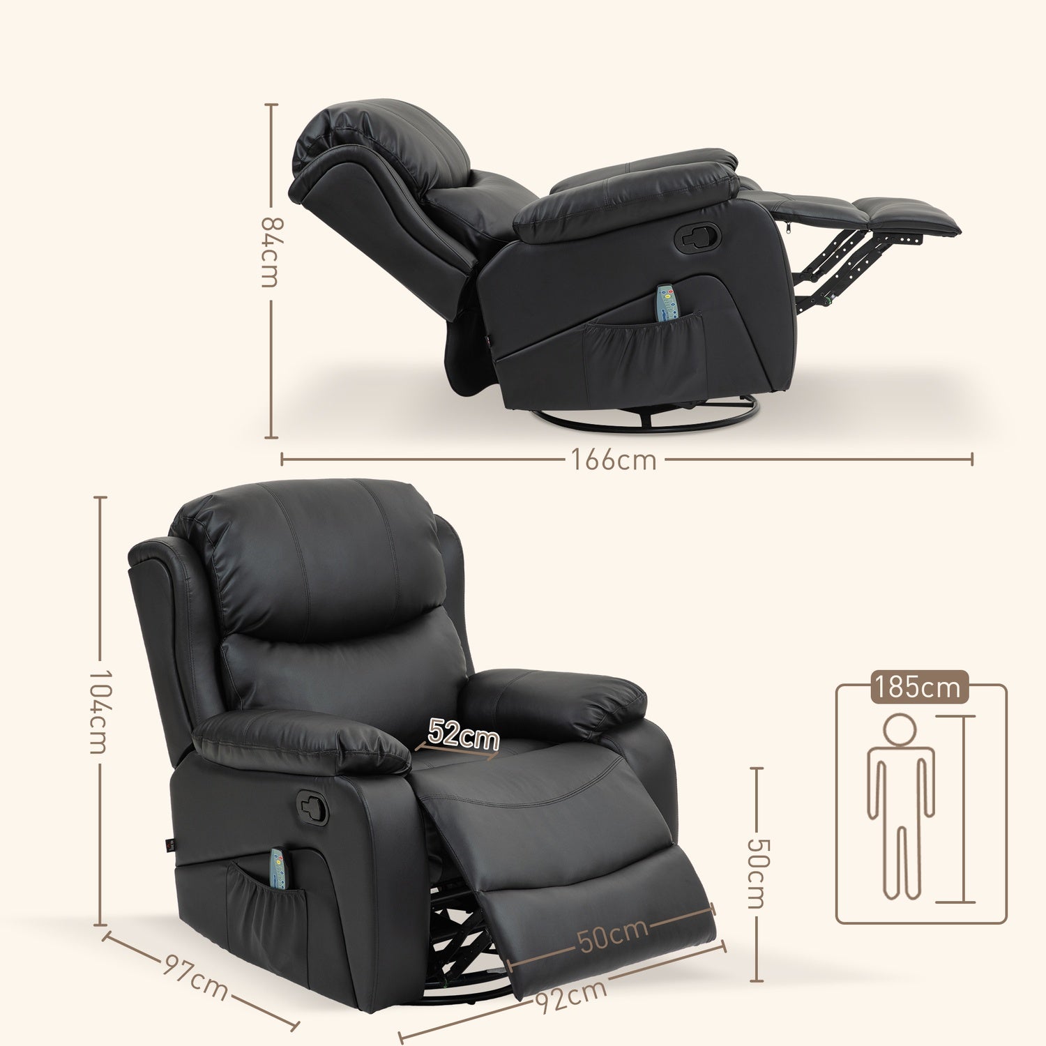 Elektrisk vilstol med massage- och värmefunktion