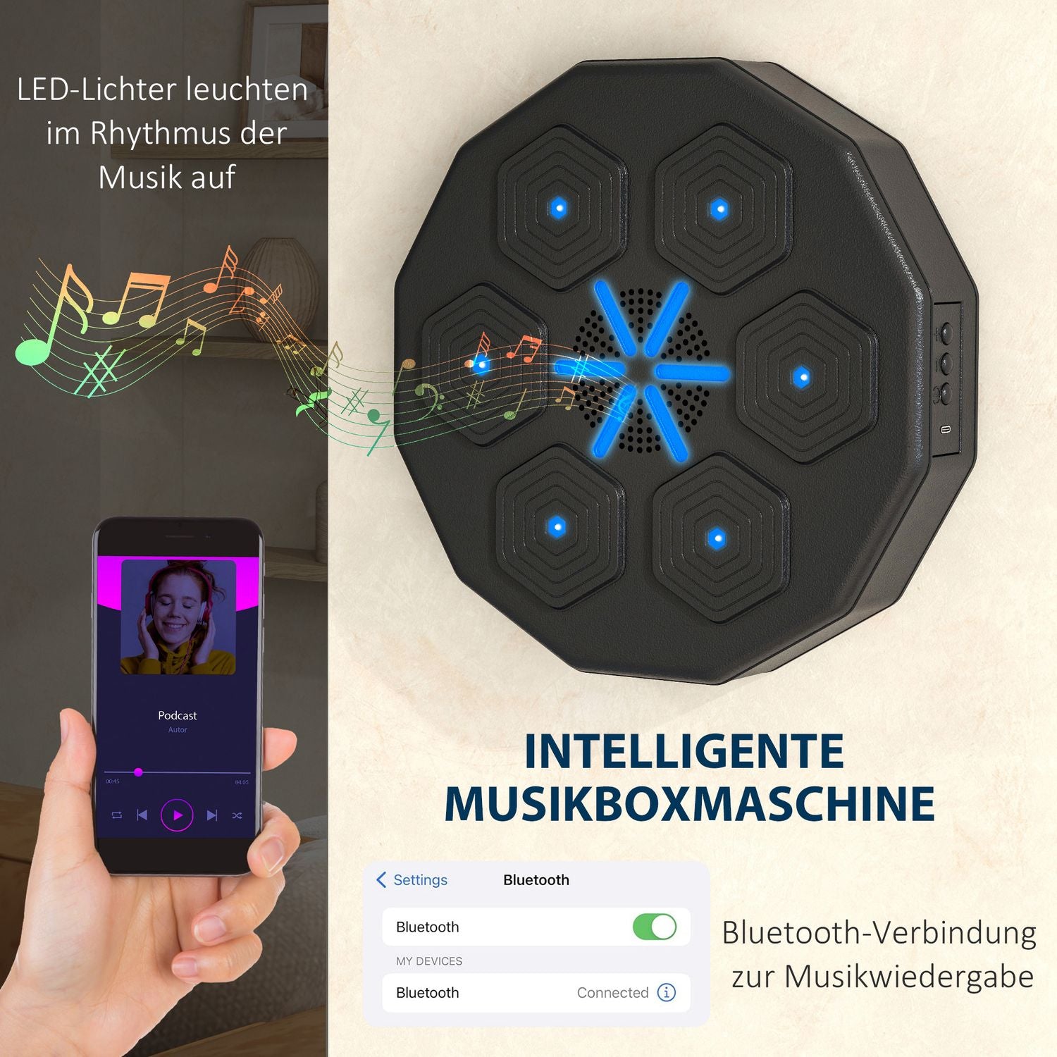Elektronisk LED Bluetooth-boxningsmål – Väggmonterad, hemmabruk