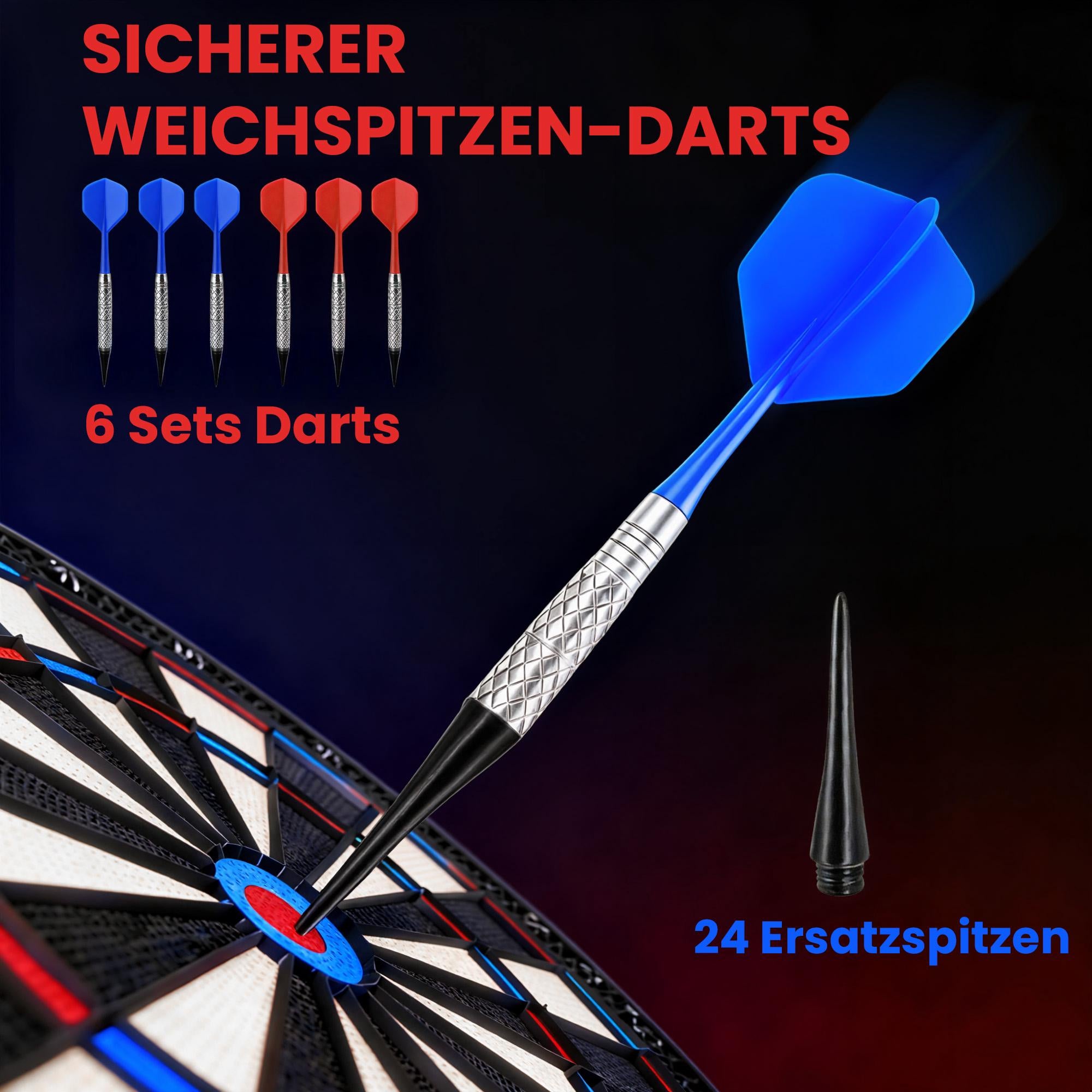 Elektronisk darttavla, 1–8 spelare, LCD-skärm, 6 dartset