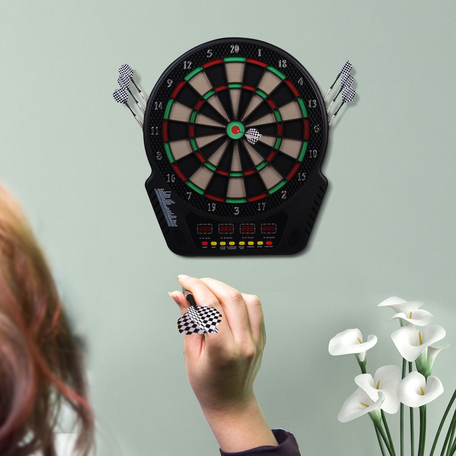 Elektronisk darttavla, 27 spel, 16 spelare, 6 dart