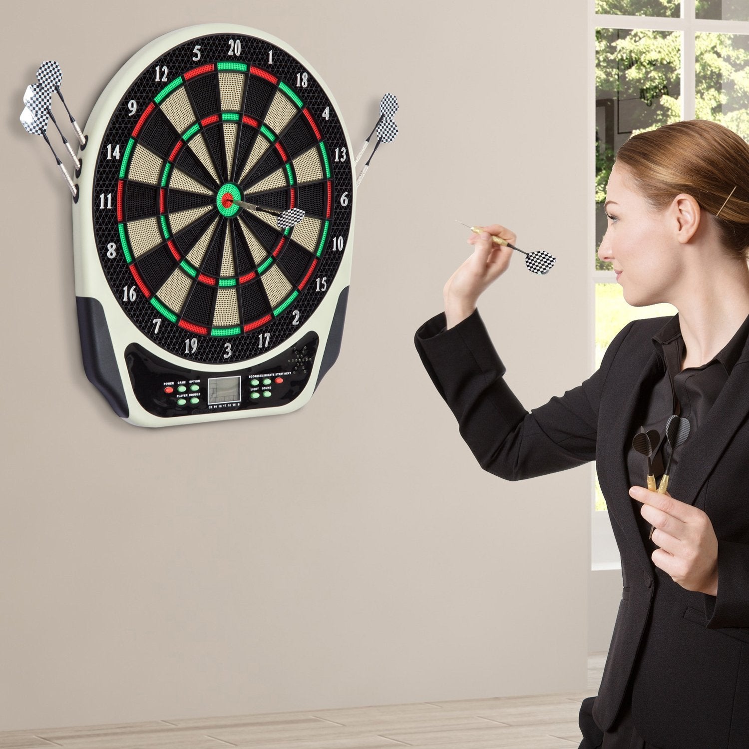 Elektronisk darttavla med LCD-skärm – 18 spel, 6 dart