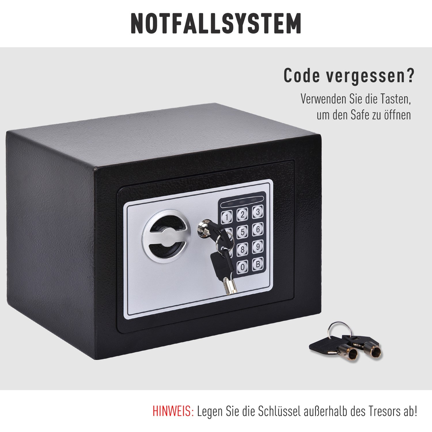 Elektroniskt låsskåp i stål – Svart, 23x17x17 cm, Hemsäkerhet