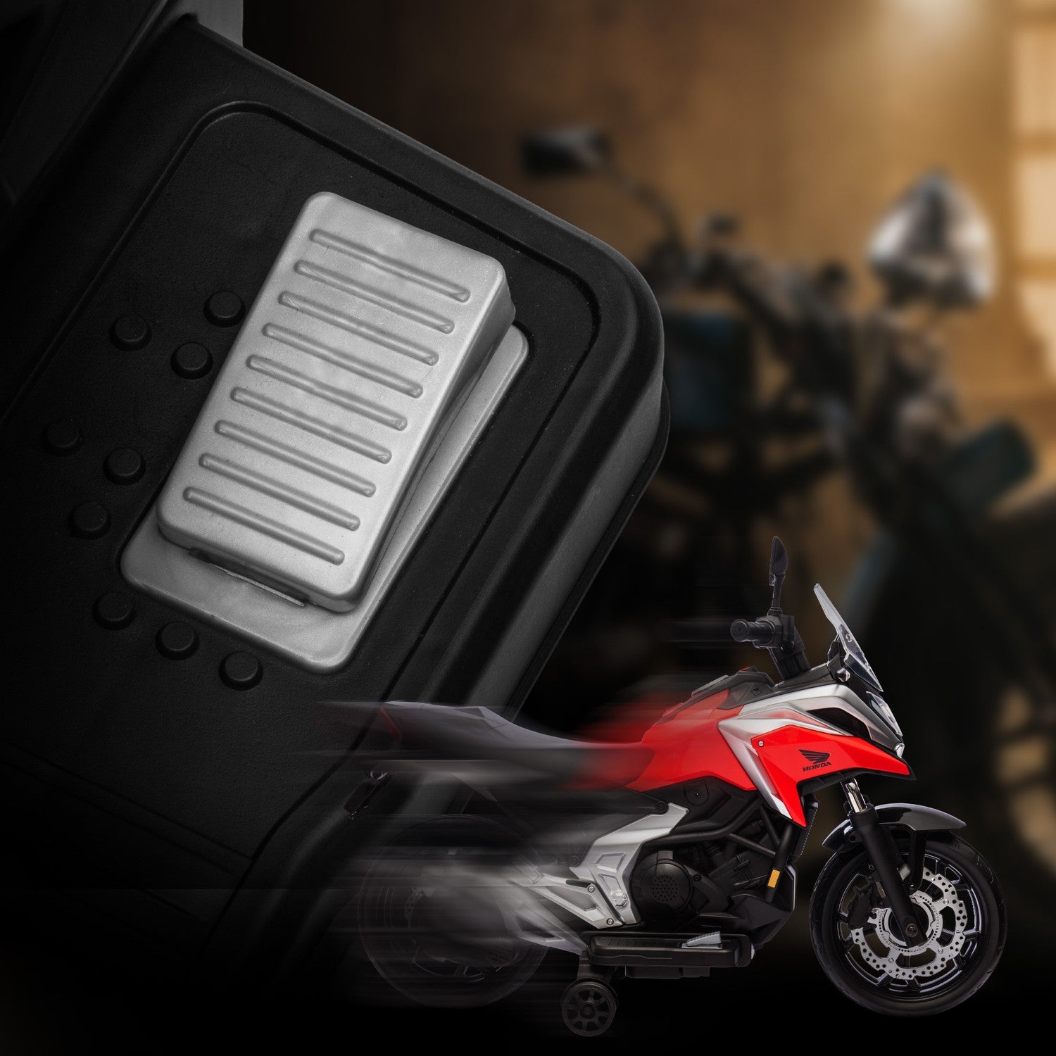 Elmotorcykel för barn, 12V med MP3, USB, LED-lampor, röd