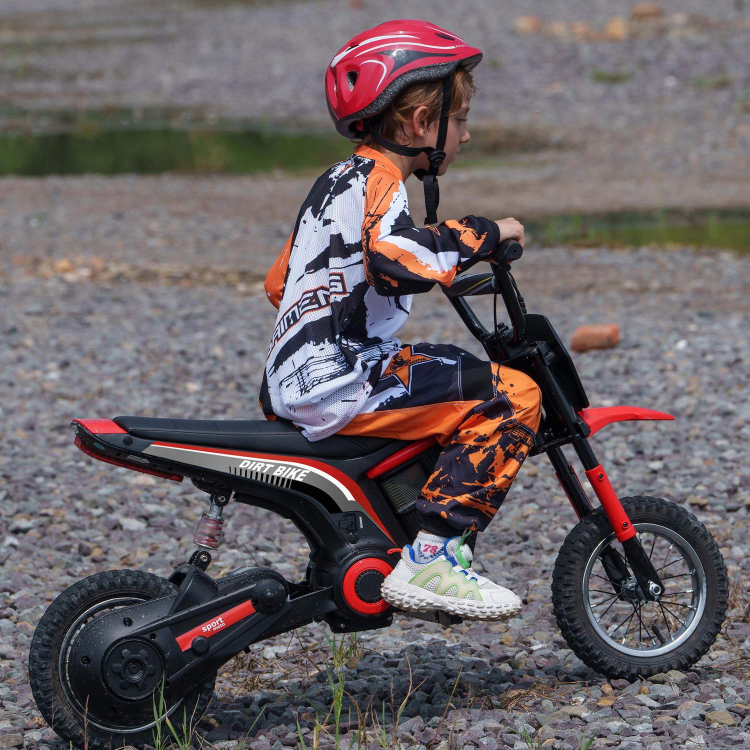 Elmotorcykel för barn, 24V 350W, 8-16 KMH, 12"" däck