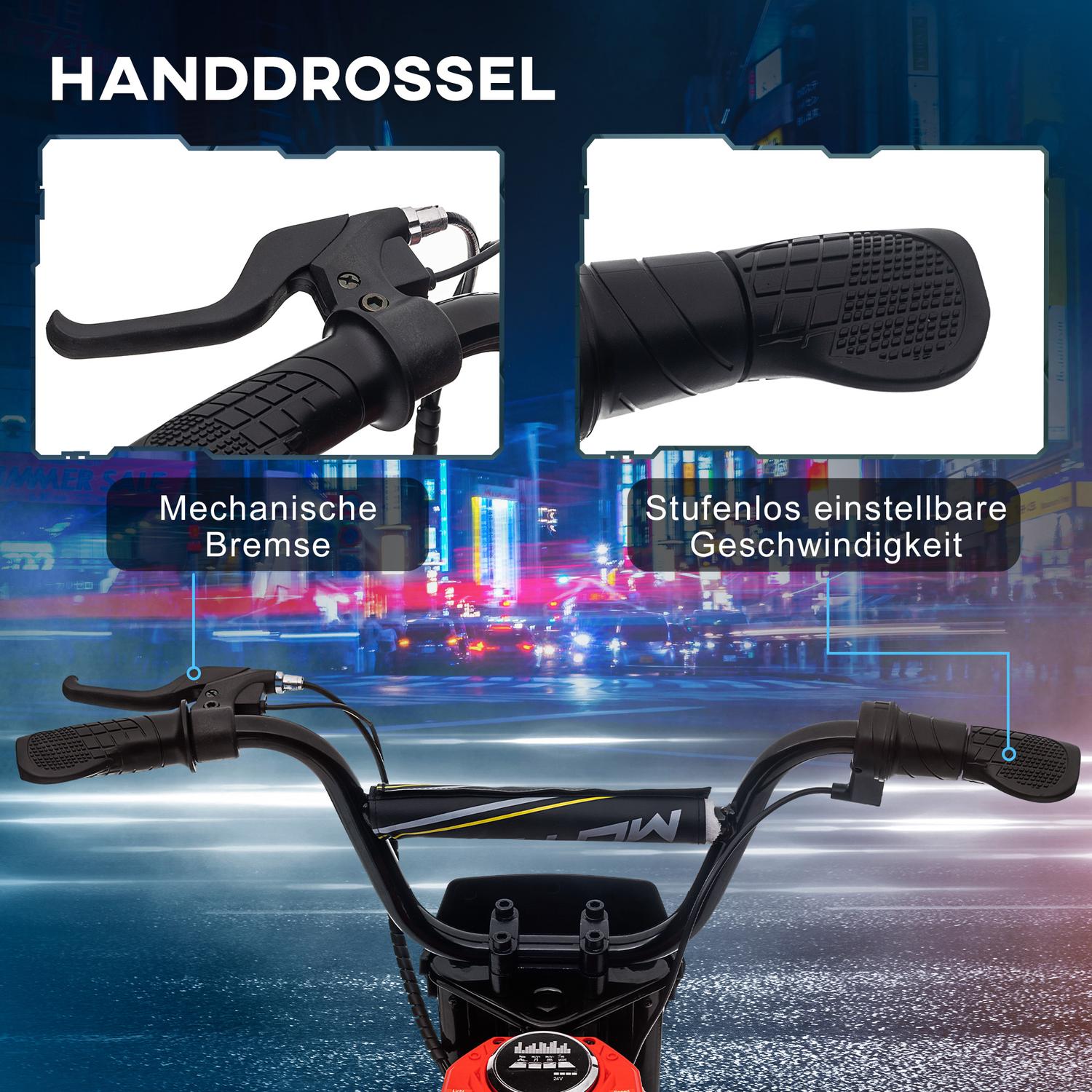 Elmotorcykel för barn, 24V 350W, 8-16 KMH, 12"" däck