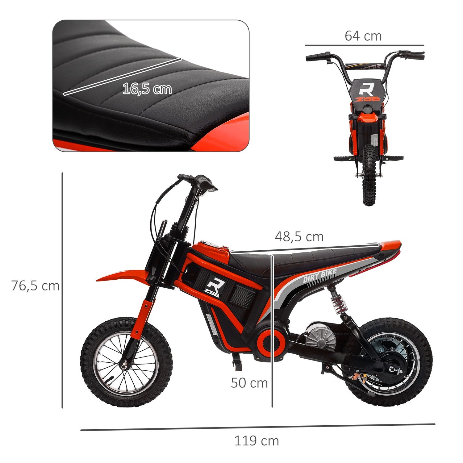 Elmotorcykel för barn, 24V 350W, 8-16 KMH, 12"" däck