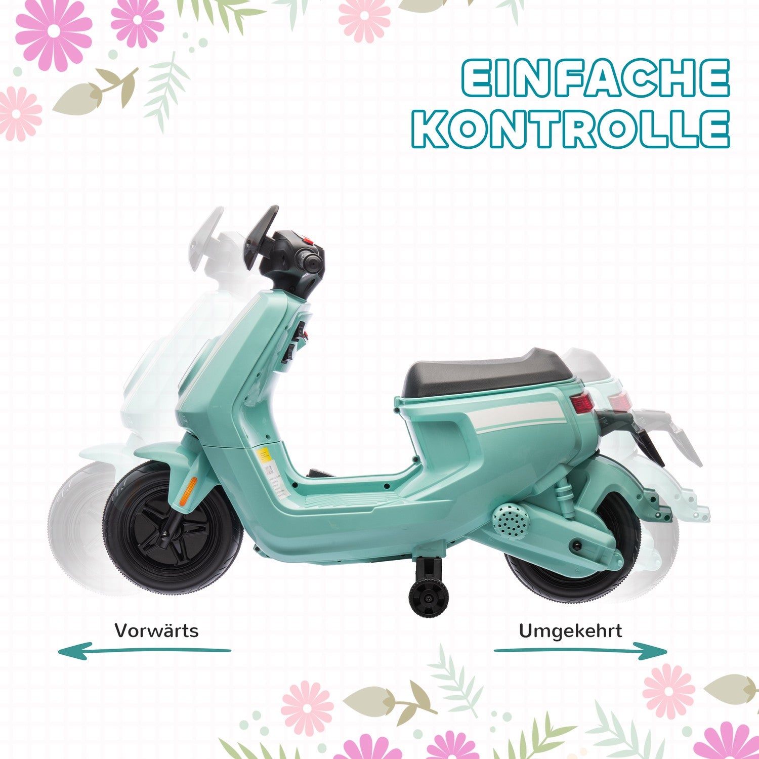 Elmotorcykel för barn 6V med musik och ljus, grön
