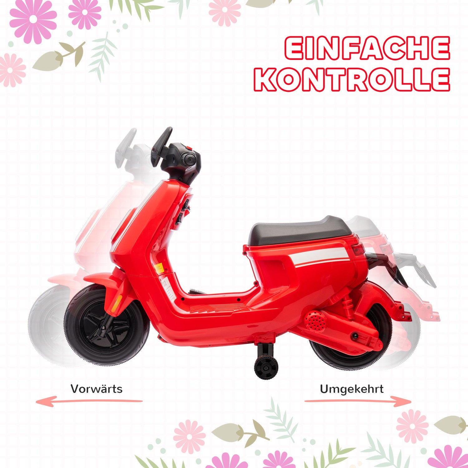 Elmotorcykel för barn, 6V, musik & ljus, röd