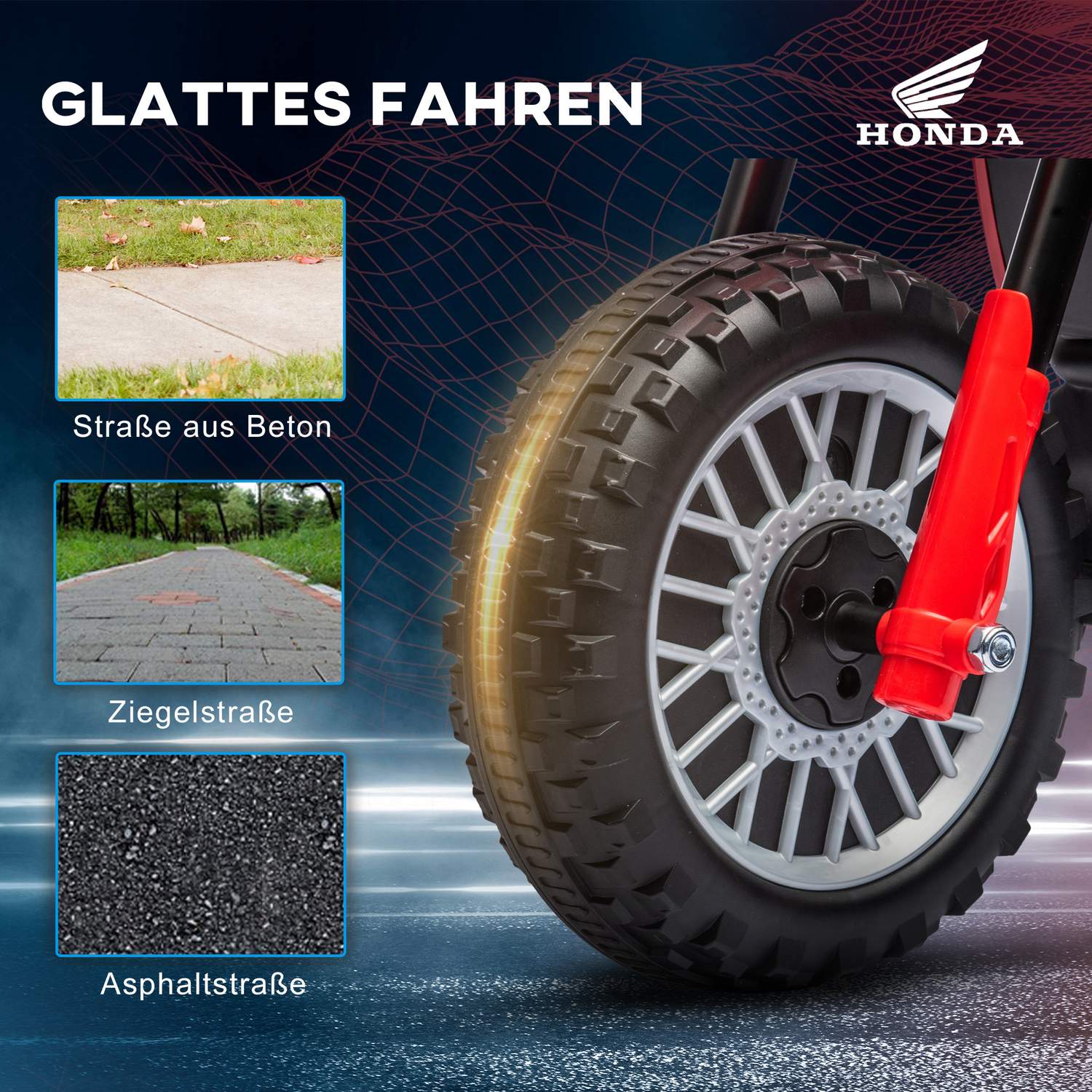 6V elmotorcykel för barn med horn och musik, röd