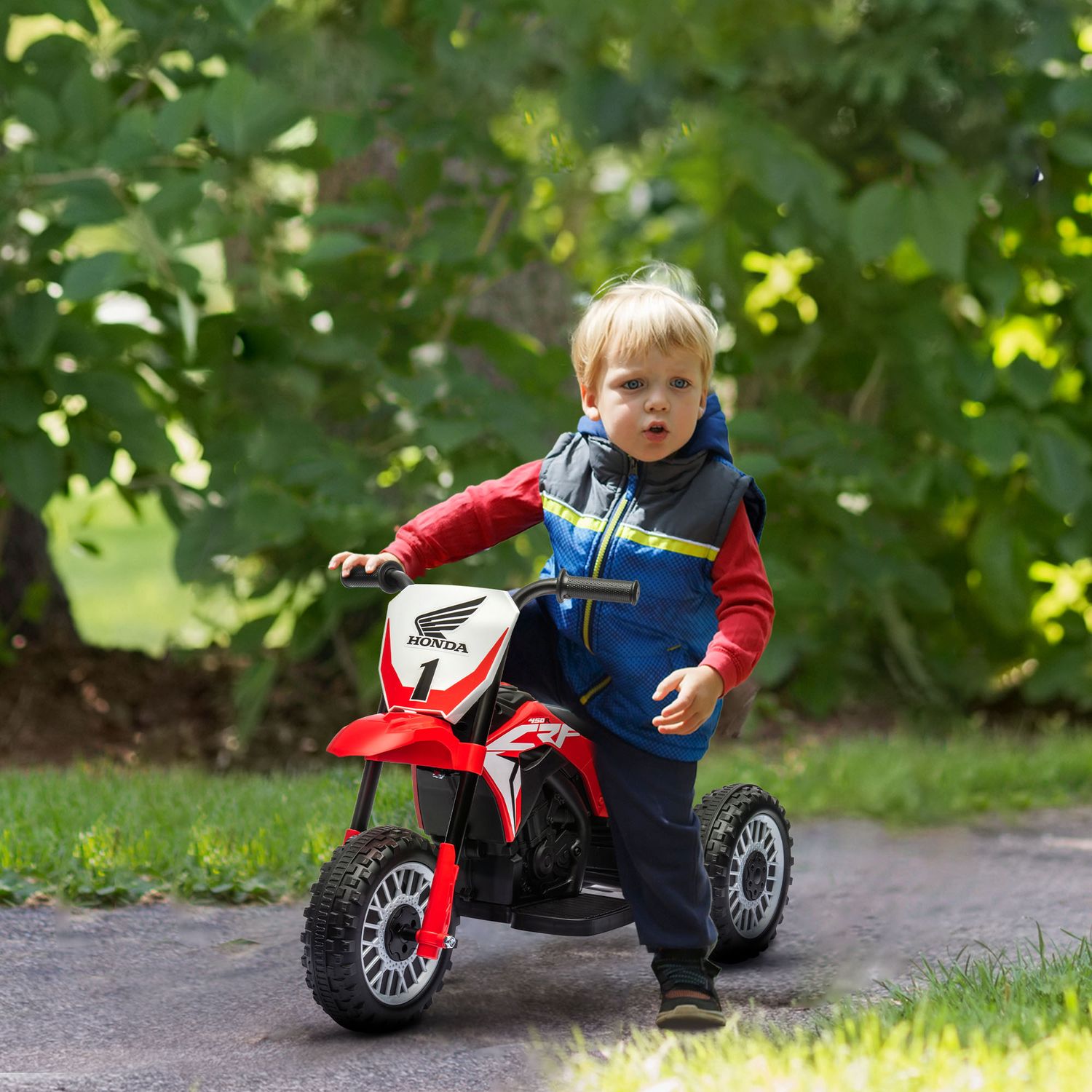 6V elmotorcykel för barn med horn och musik, röd