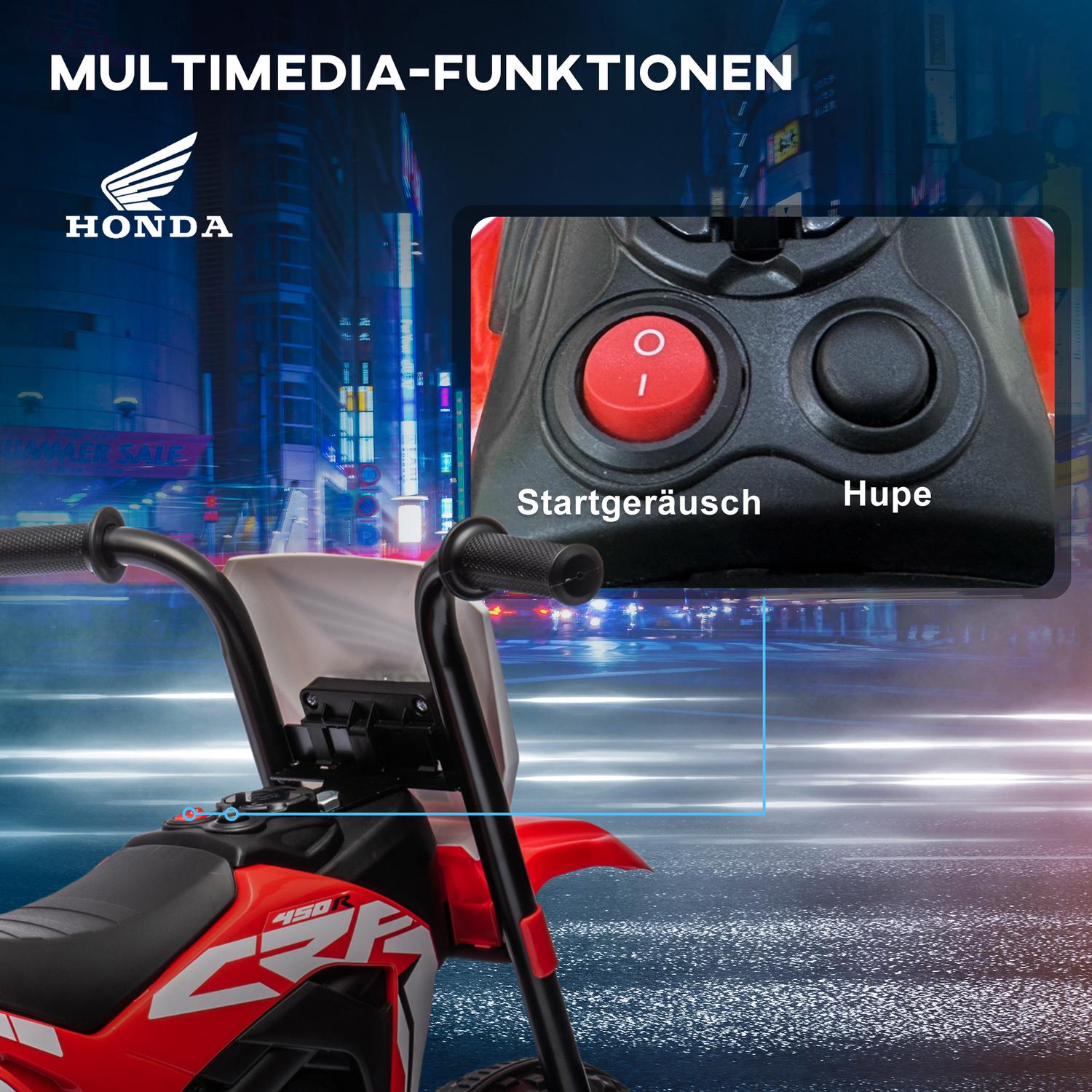 6V elmotorcykel för barn med horn och musik, röd