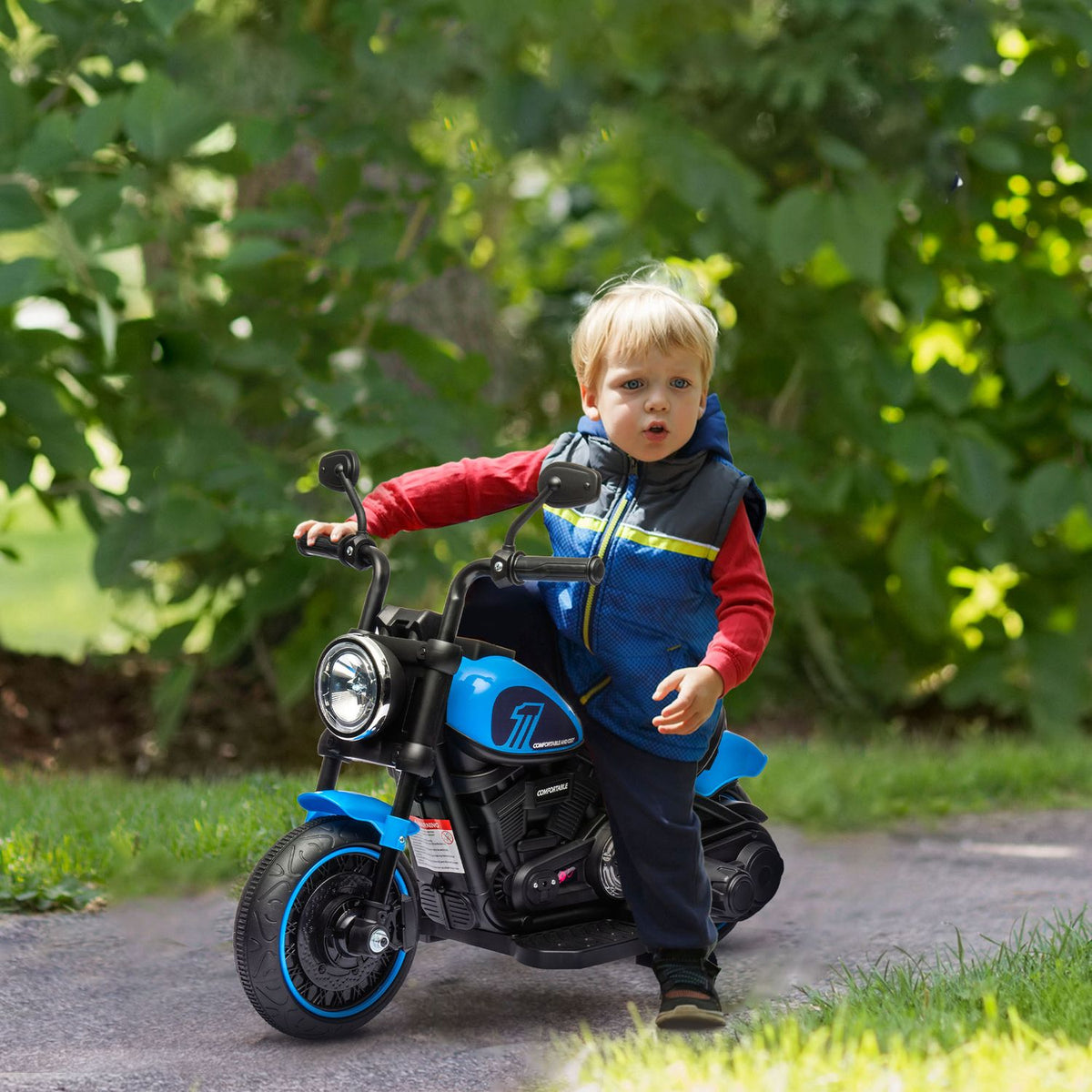 Elektrisk motorsykkel for barn, avtakbare støttehjul, alder 1,5–3 år