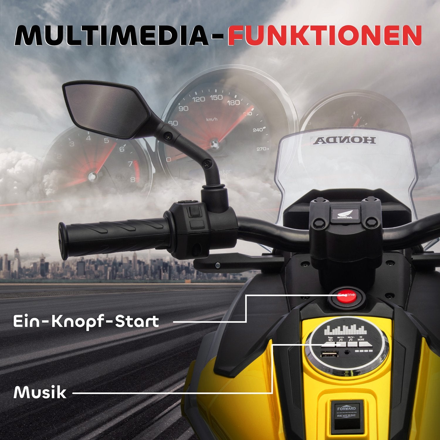 Elmotorcykel för barn med träningshjul, 3 km/h hastighet