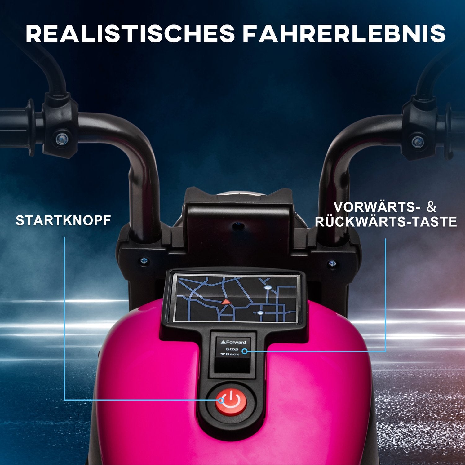 Elmotorcykel för barn, rosa, 2 avtagbara hjul, 1,5-3 km/h