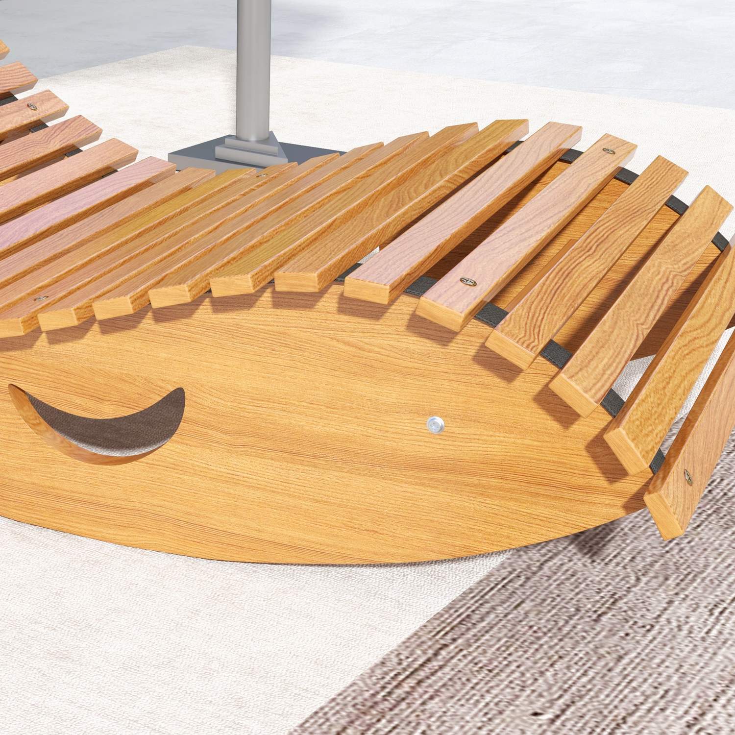 Ergonomisk gungstol i trä, teak, kapacitet 120 kg