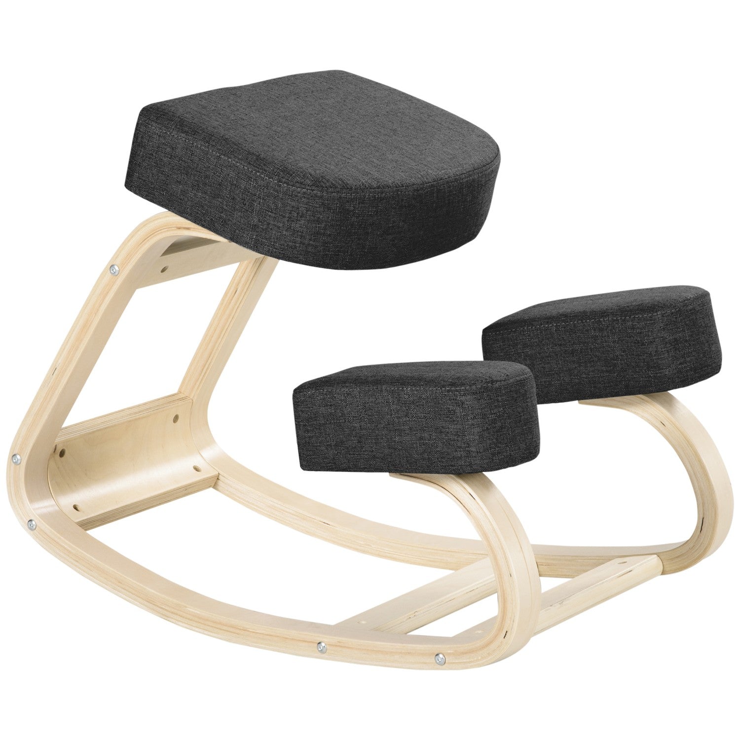 Ergonomisk knästol, björkträ, svart, 120 kg Kapacitet