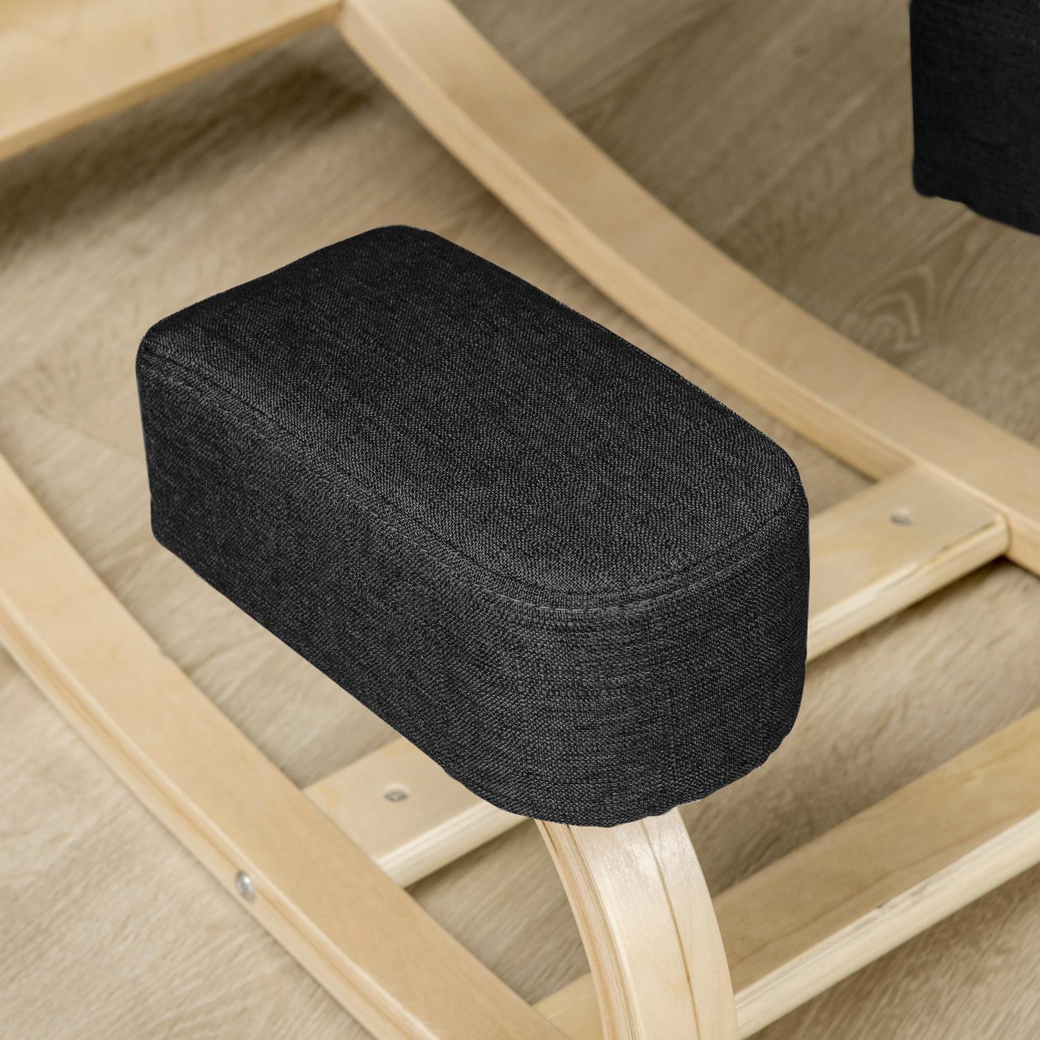 Ergonomisk knästol, björkträ, svart, 120 kg Kapacitet