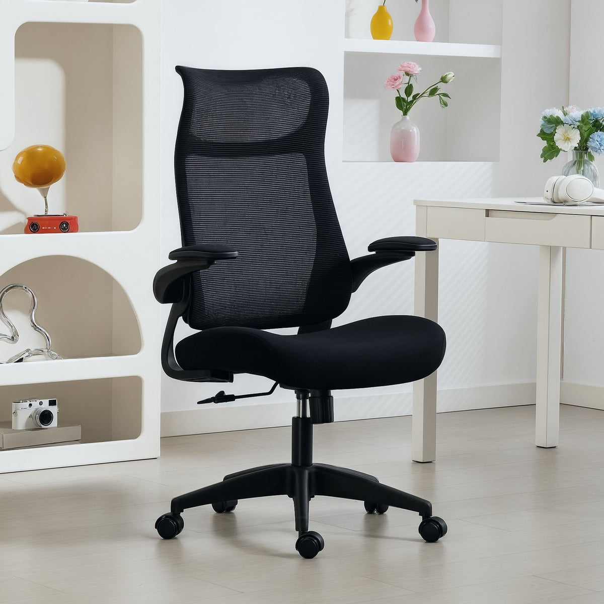 Ergonomisk kontorstol, 3D-armlener, nettrygg, svart