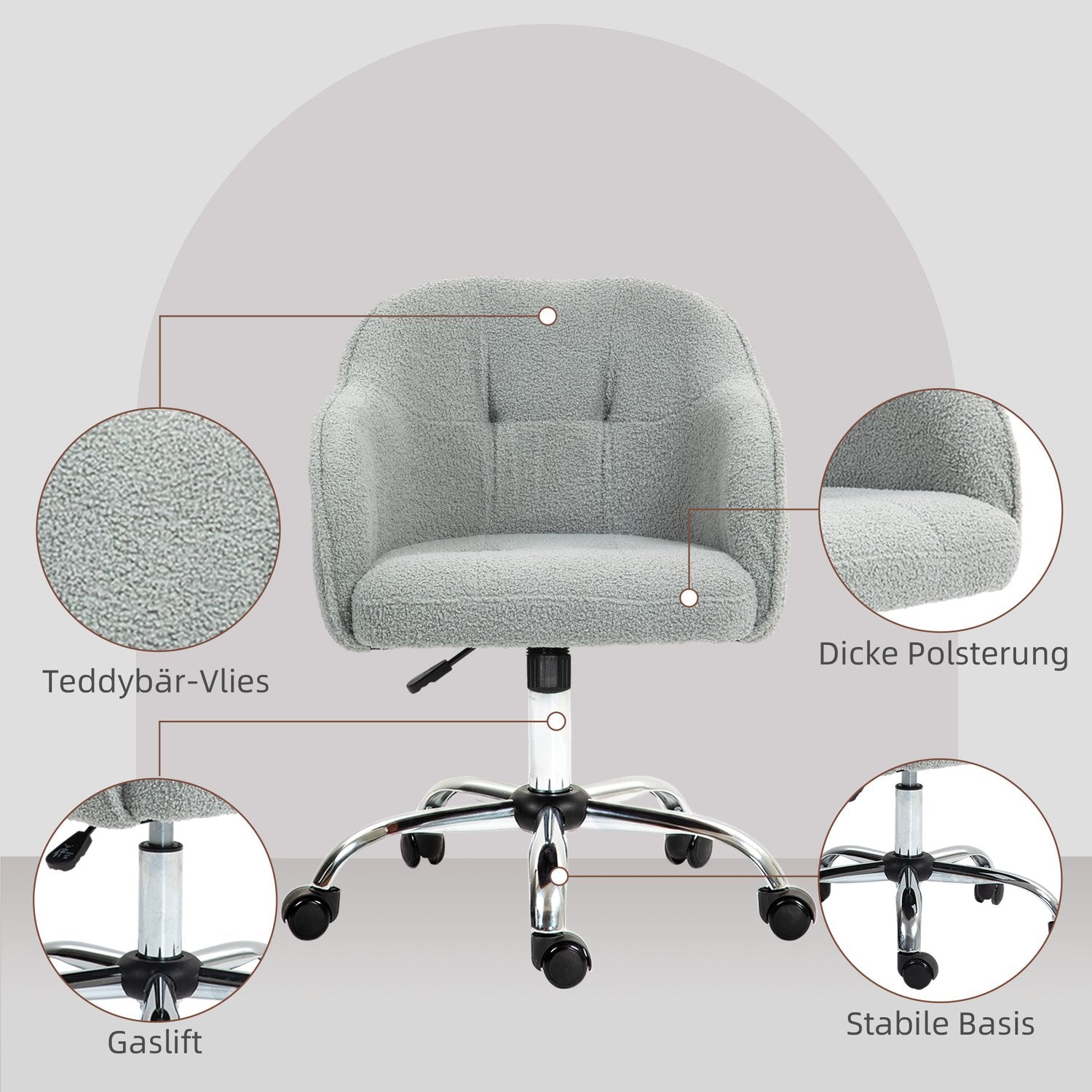 Ergonomisk kontorsstol, Teddy Fleece, Justerbar höjd