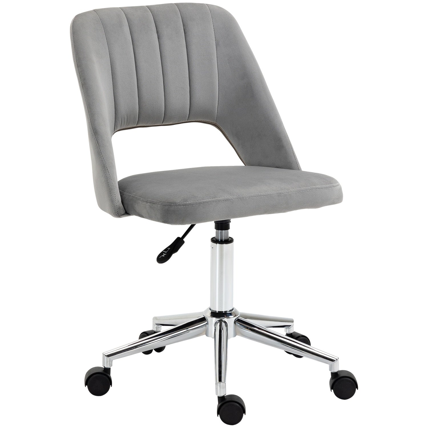 Ergonomisk kontorsstol i grå sammet med justerbar höjd