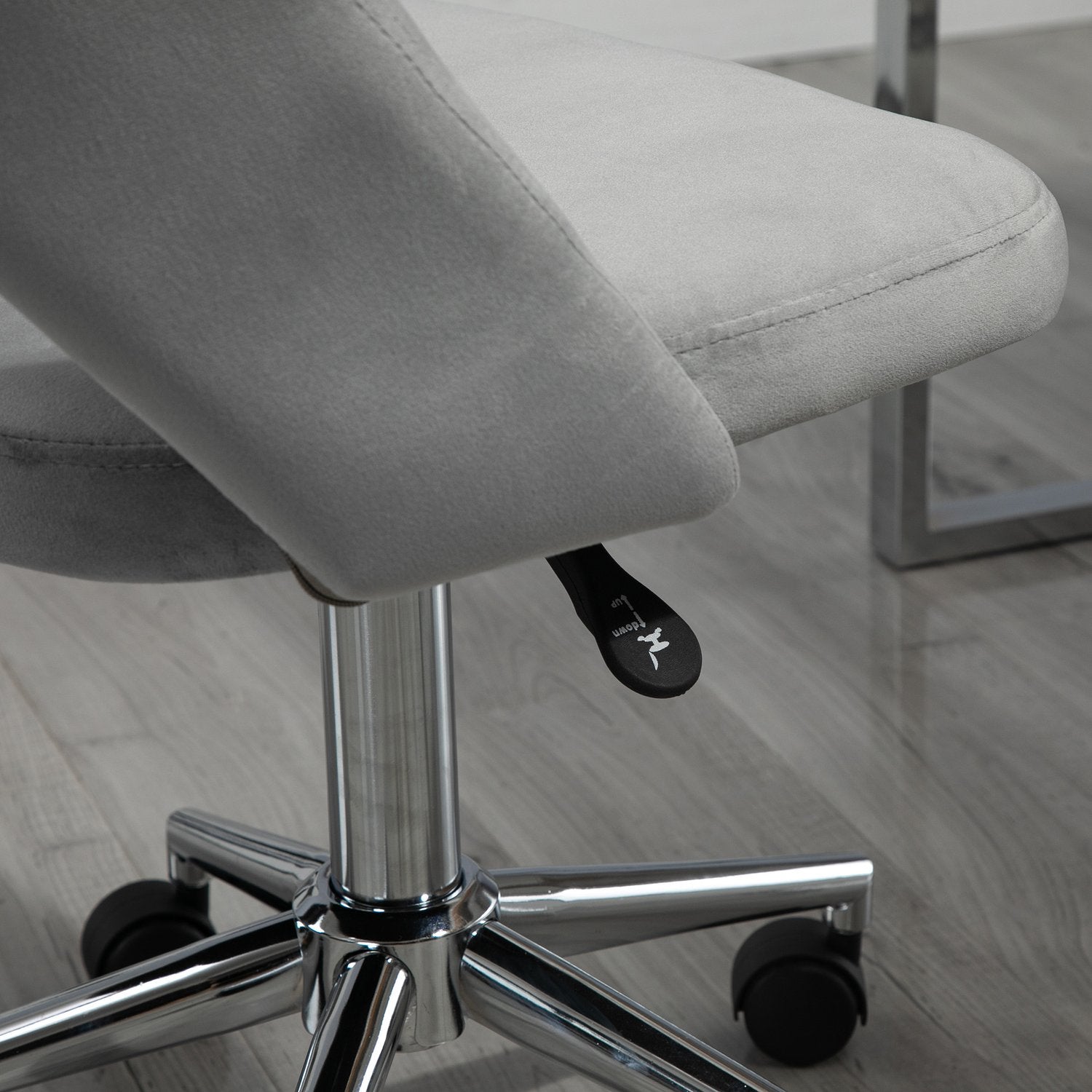 Ergonomisk kontorsstol i grå sammet med justerbar höjd