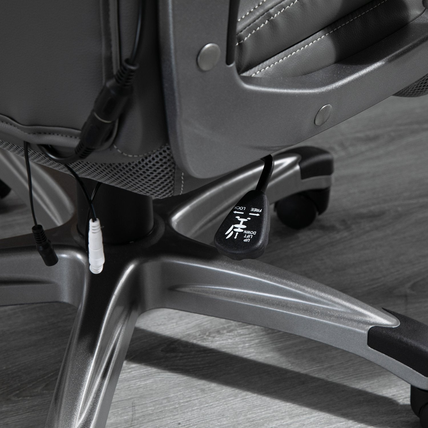 Ergonomisk kontorsstol i grått konstläder med massage