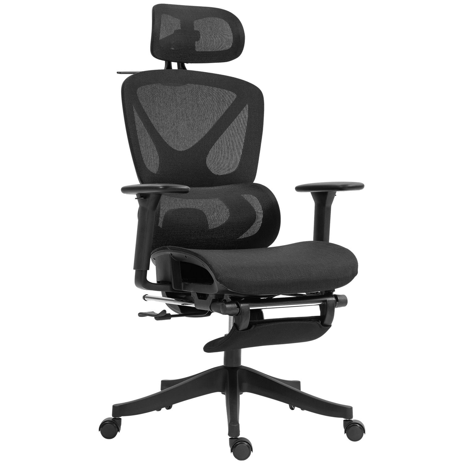 Ergonomisk kontorsstol, justerbar, 135° lutning, svart