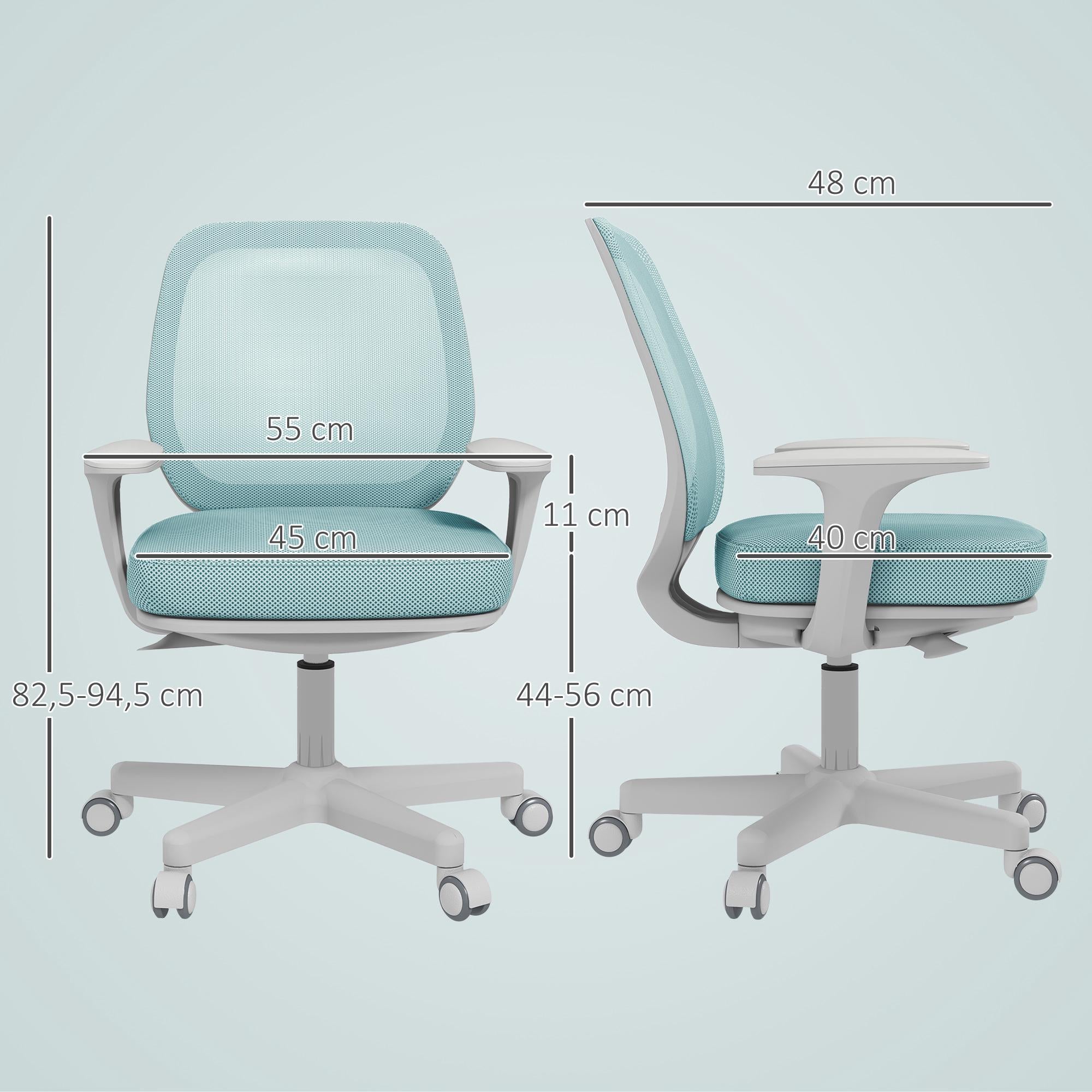 Ergonomisk kontorsstol, justerbar höjd, grön, 360 graders vridbar