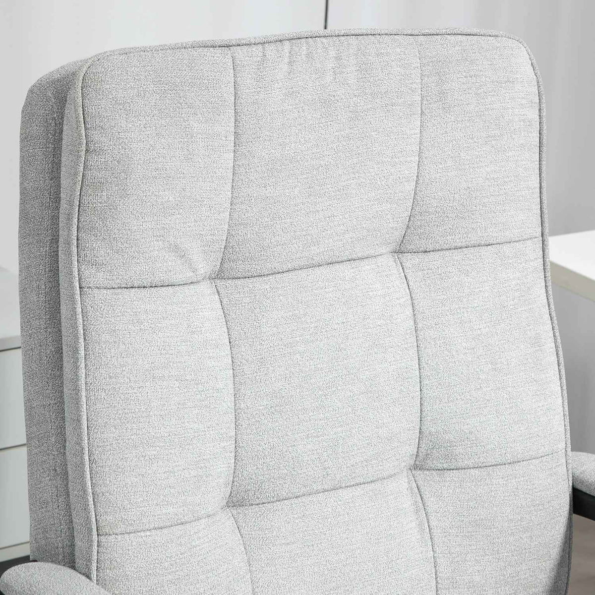 Ergonomisk kontorstol, justerbar med armlener, grått lin