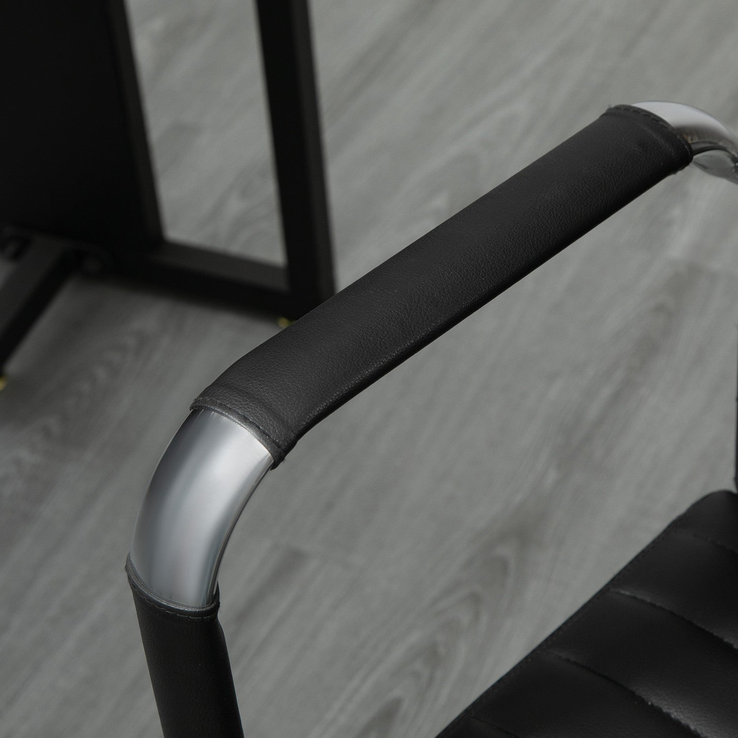 Ergonomisk kontorsstol, justerbart konstläder, svart