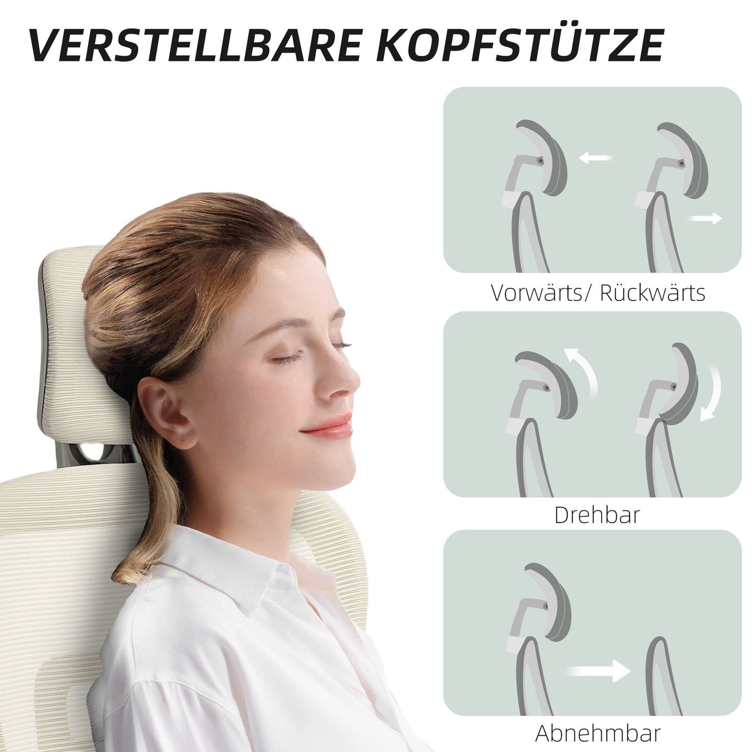 Ergonomisk kontorsstol, justerbart nät, armstöd, beige