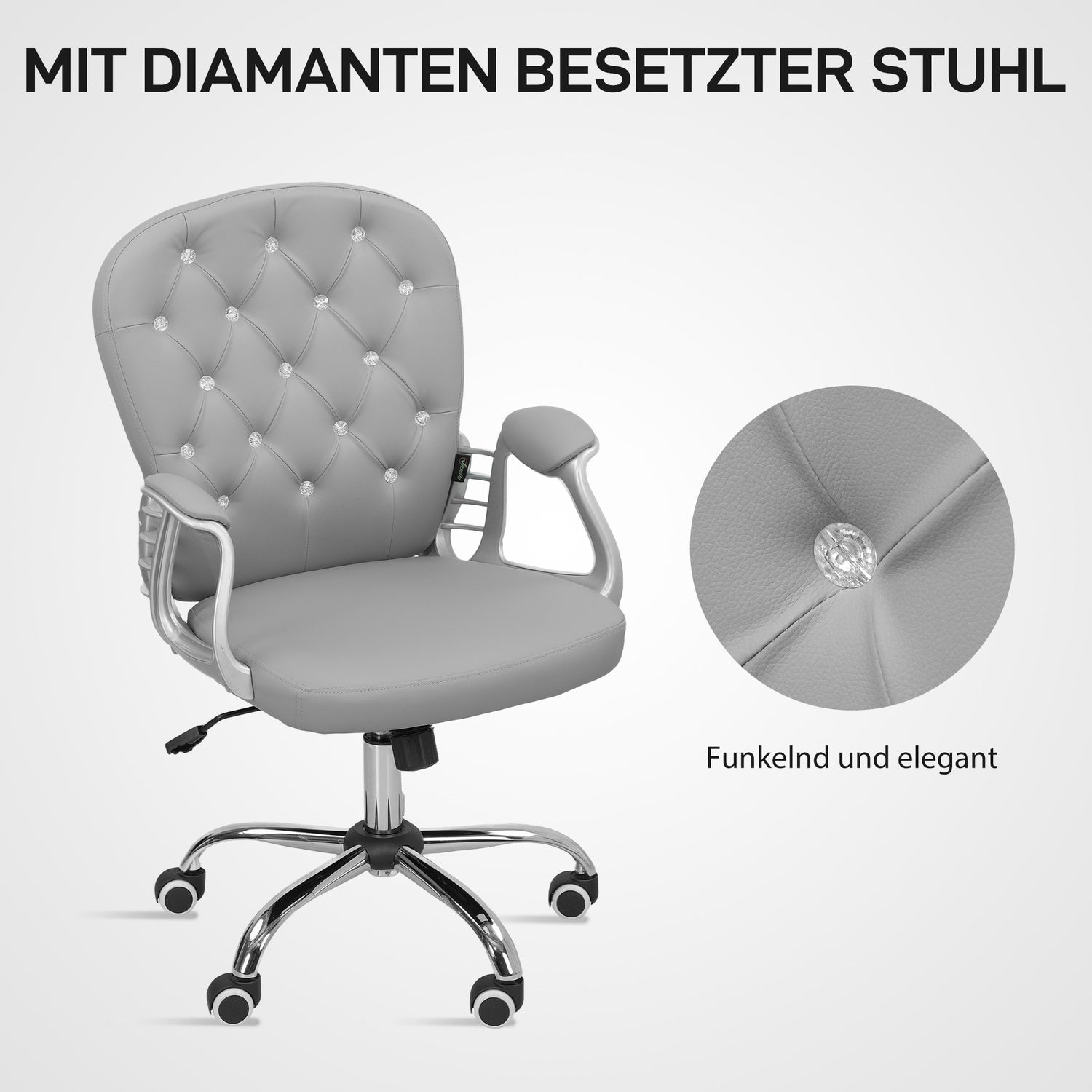 Ergonomisk kontorsstol med armstöd, ljusgrå, justerbar