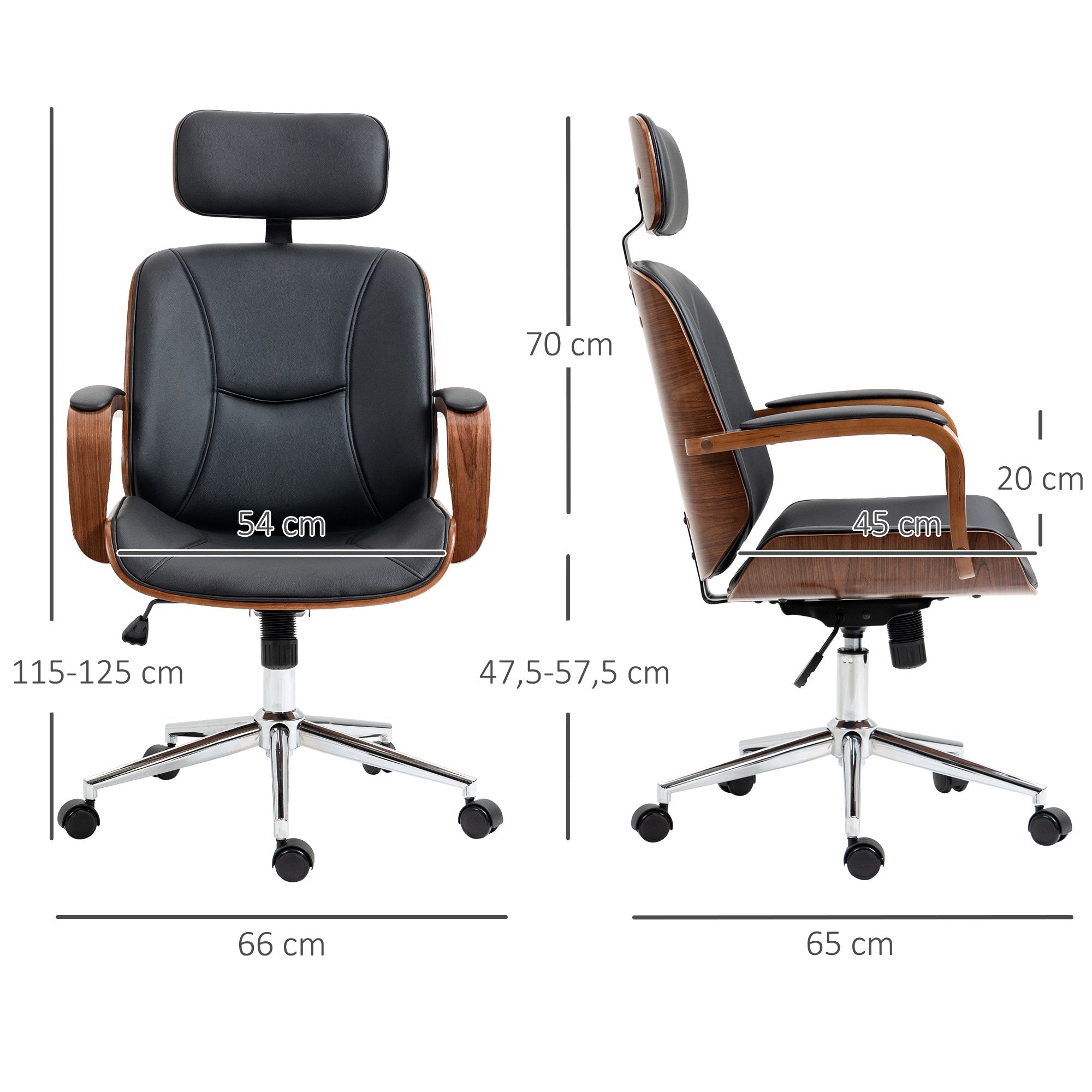 Ergonomisk kontorsstol med högt ryggstöd, svart