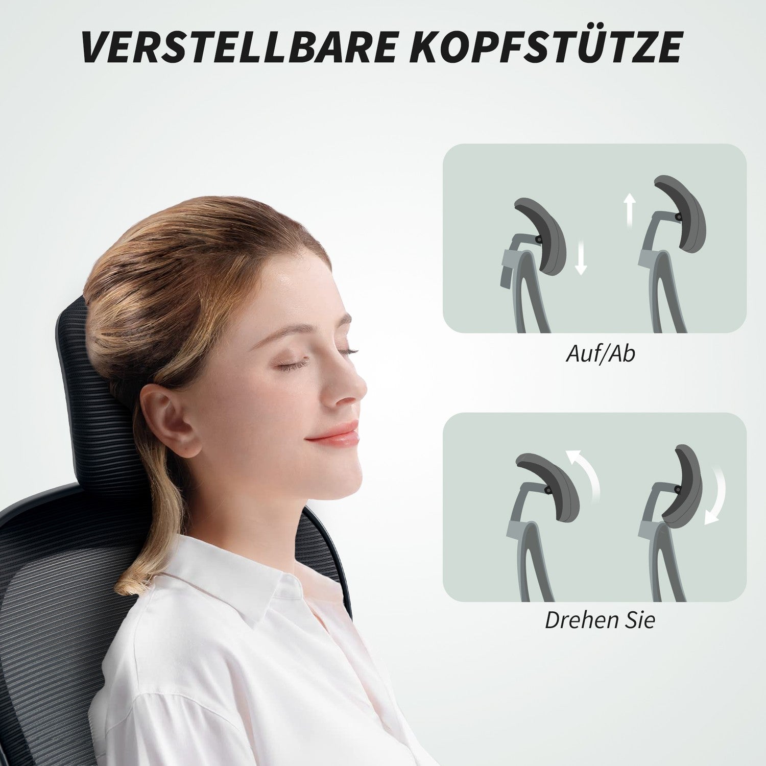 Ergonomisk kontorsstol med justerbart nackstöd och svankstöd