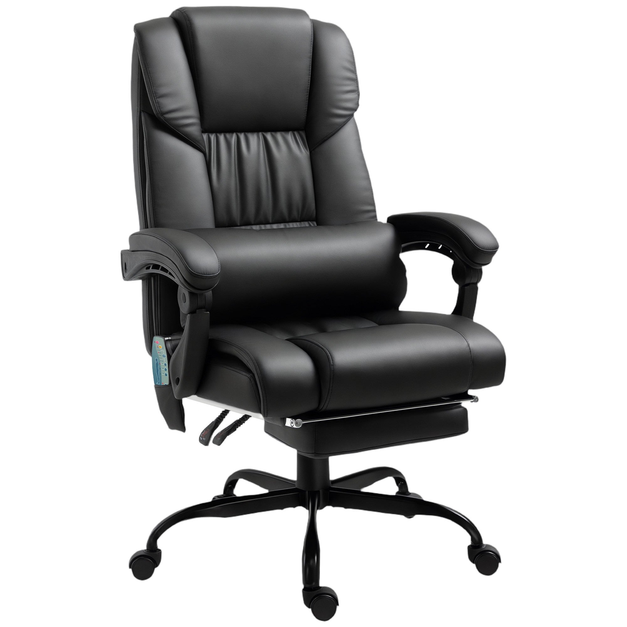 Ergonomisk kontorsstol med massage, fotstöd, svart