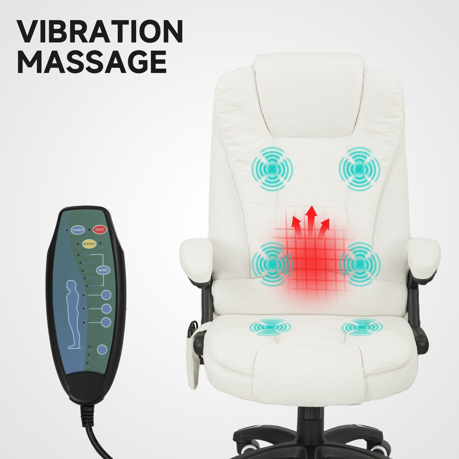 Ergonomisk kontorsstol med massage, gräddvit, 68x72x110-120 cm
