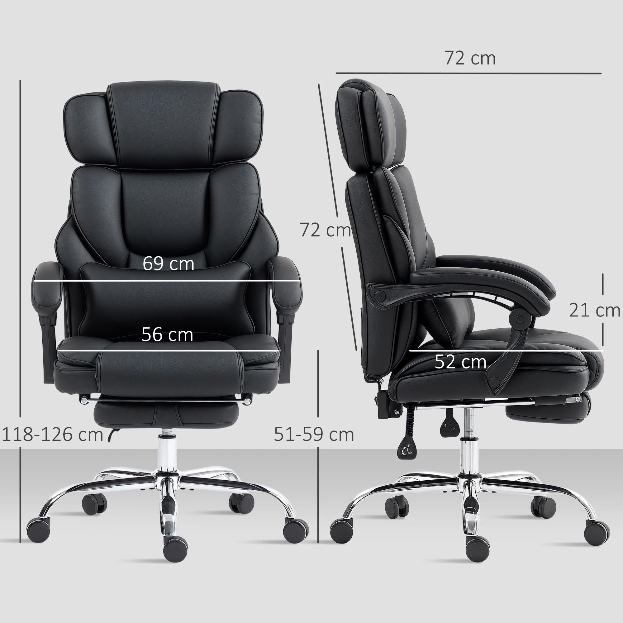 Ergonomisk kontorsstol med svankstöd, svart PU-läder