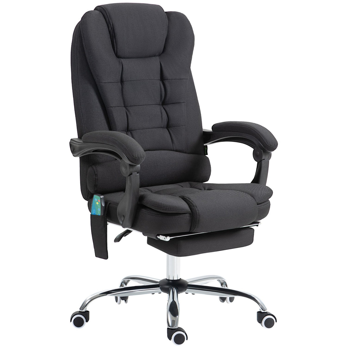 Ergonomisk massasjekontorstol, liggende med fotstøtte, svart