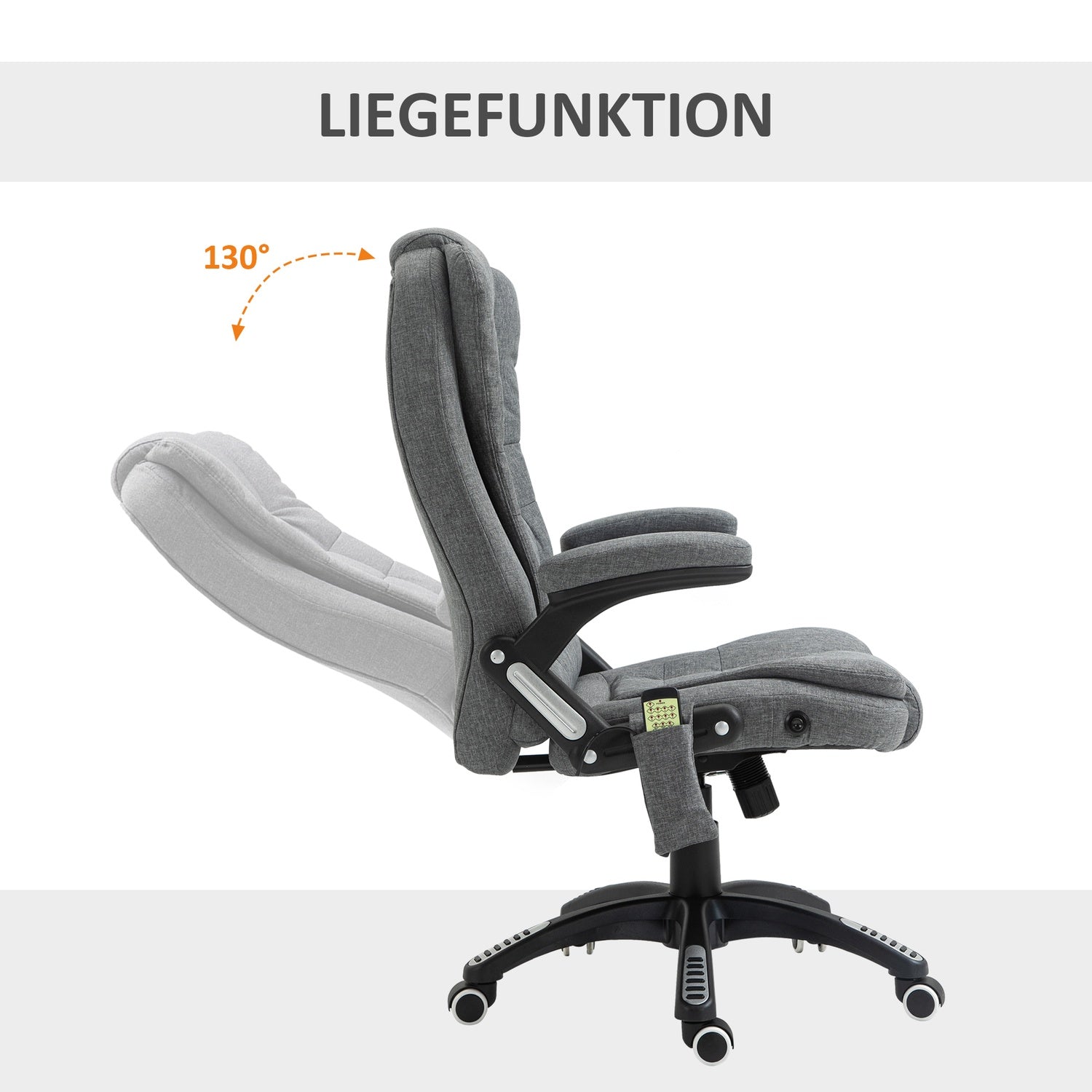 Ergonomisk massagestol, höjdjusterbar, grå, 67x74x116-126 cm