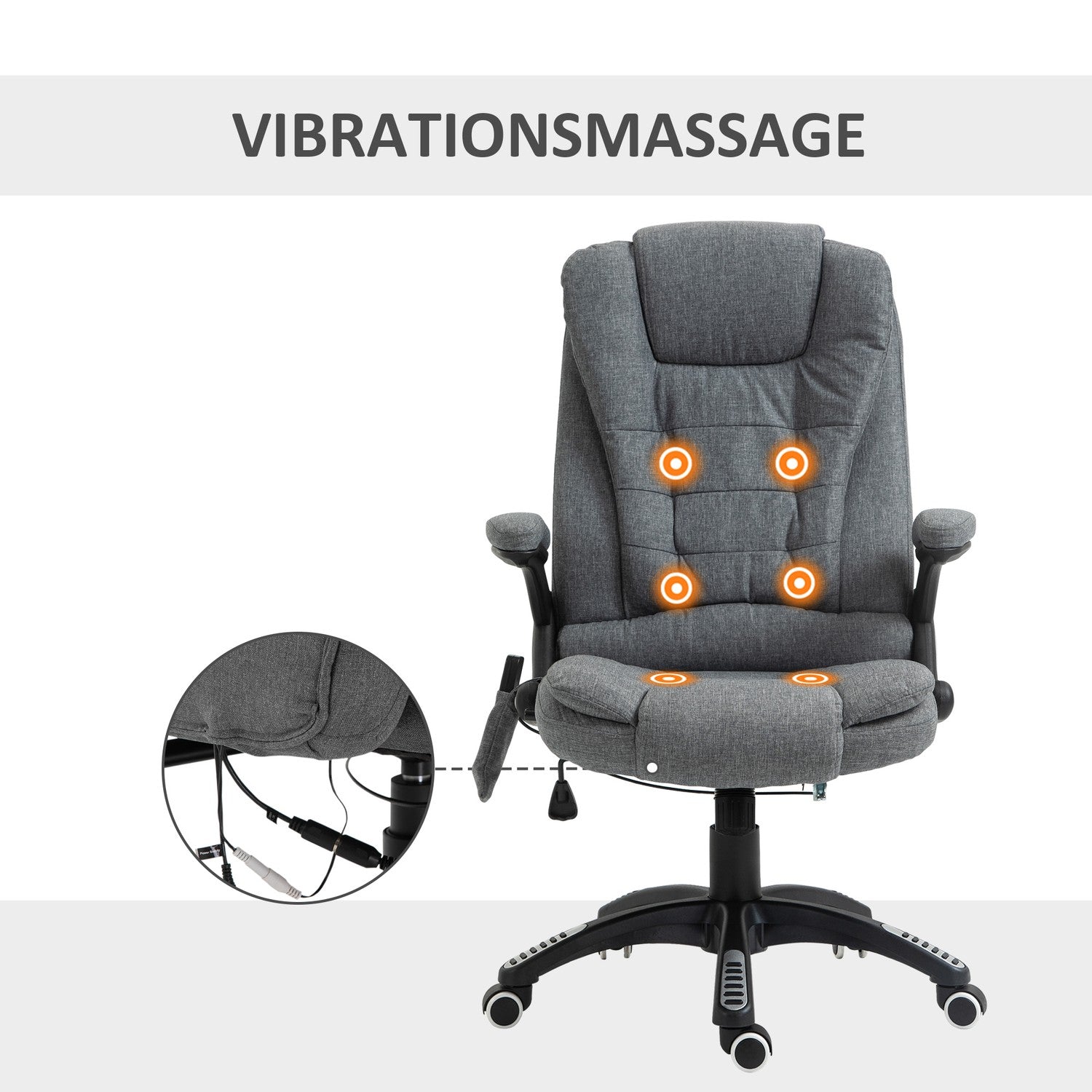 Ergonomisk massagestol, höjdjusterbar, grå, 67x74x116-126 cm