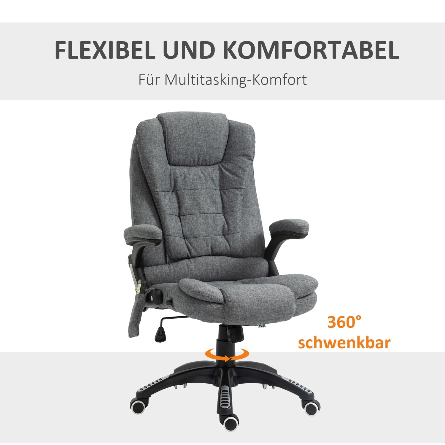 Ergonomisk massagestol, höjdjusterbar, grå, 67x74x116-126 cm