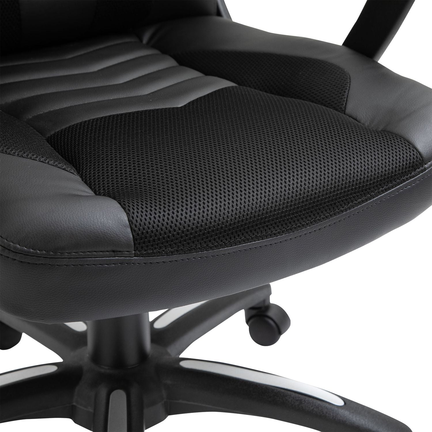 Ergonomisk massagestol i svart konstläder med värme och vibration