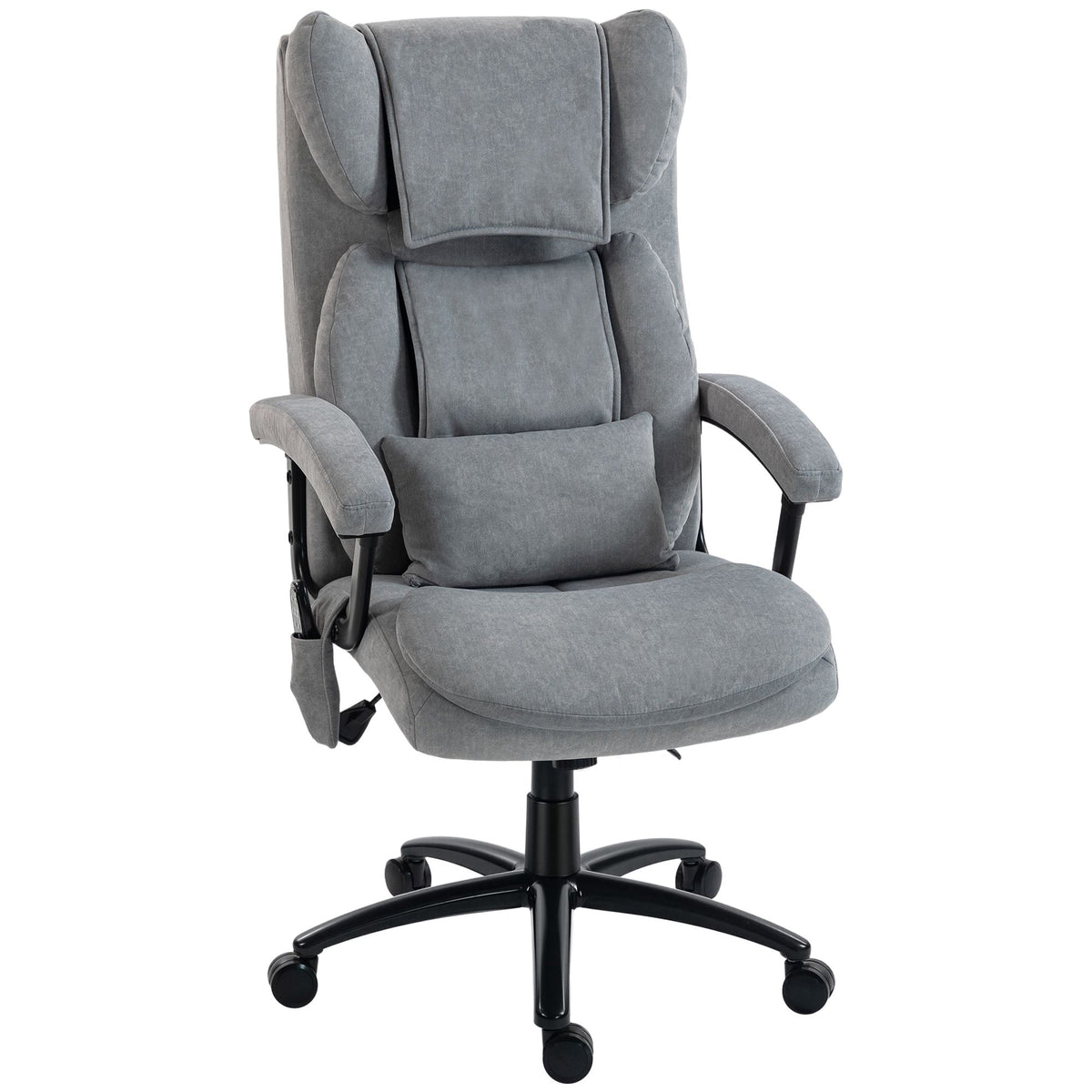 Ergonomisk massasjestol med høy rygg, grå fløyel