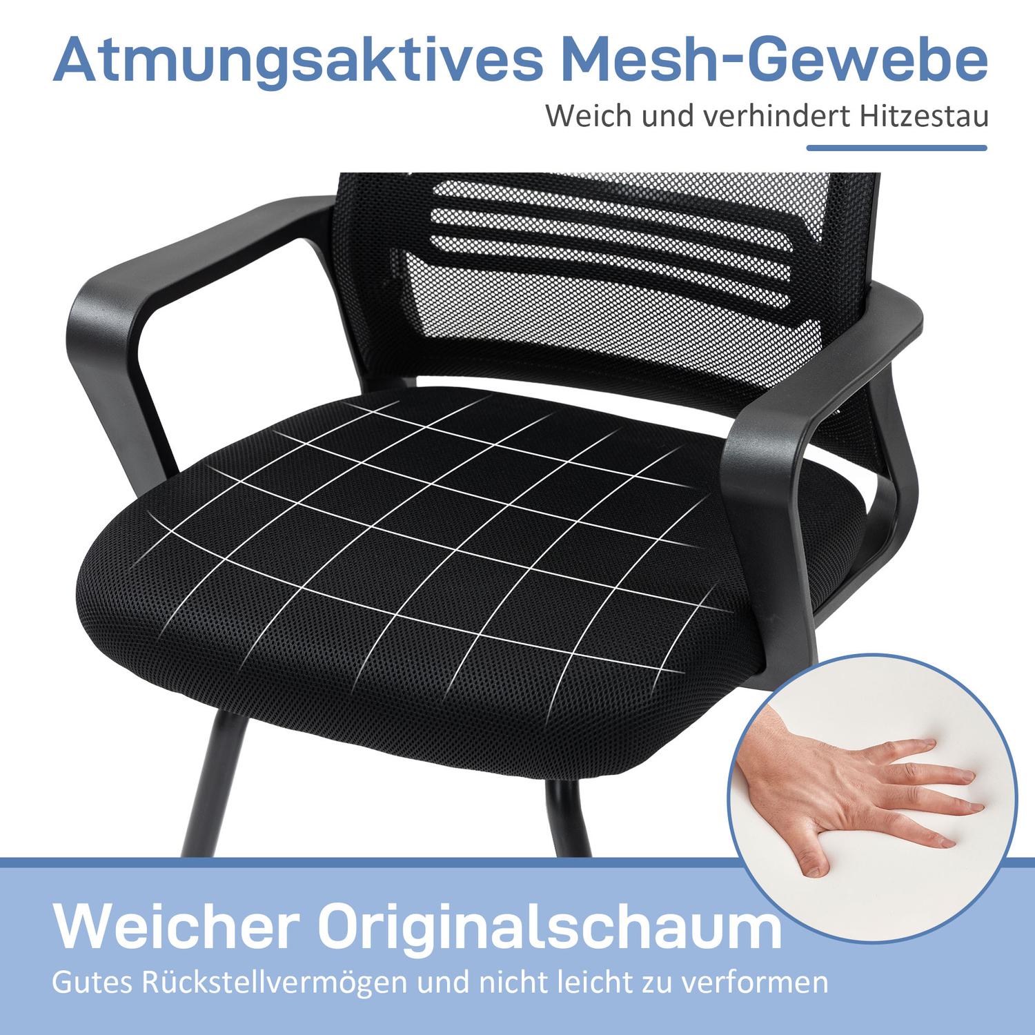 Ergonomisk nätstol, skum, metallben, svart