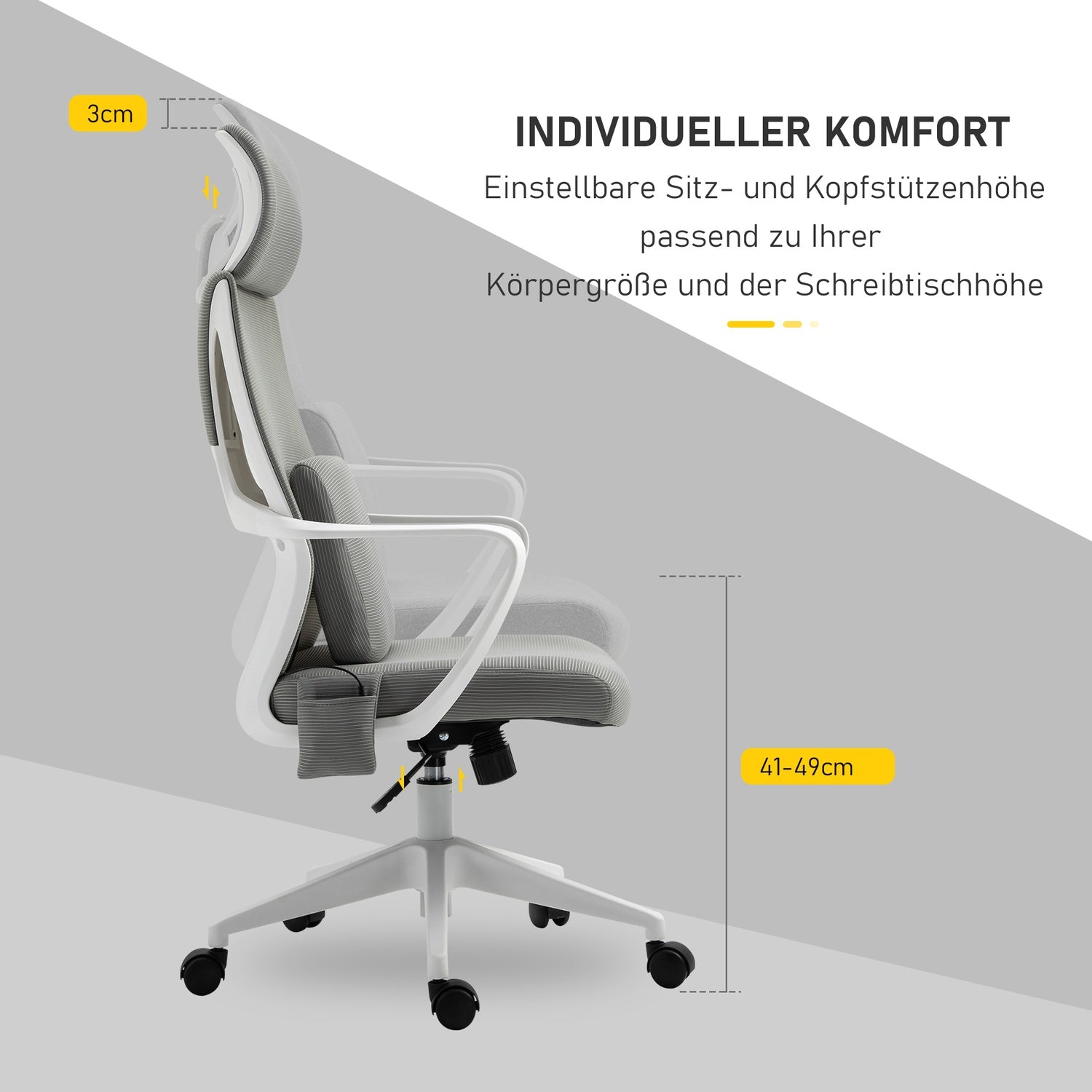 Ergonomisk spelstol med massage, vridbar, grå nylon
