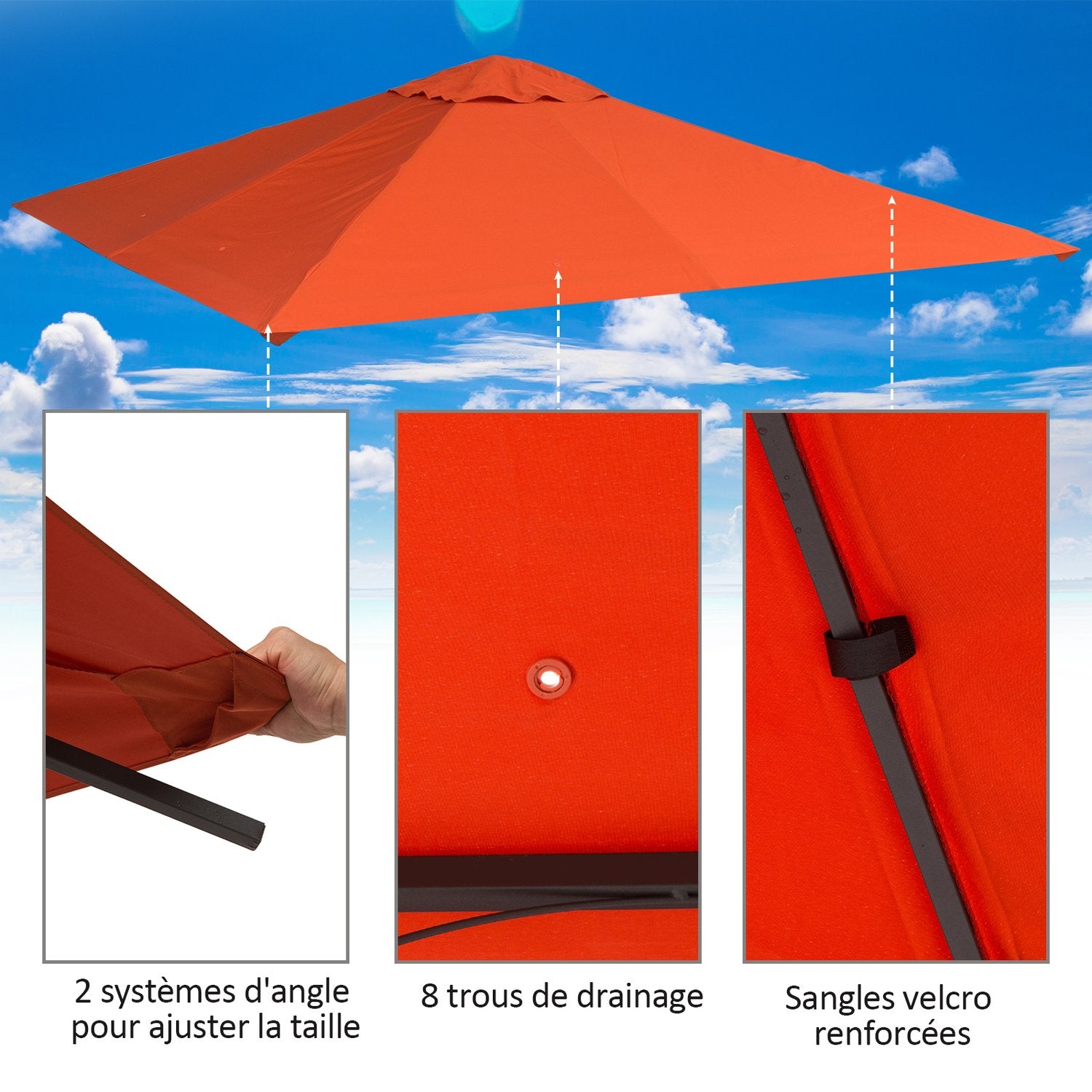 Orange Polyester Gazebo Taktäcke, Solskydd, 3x3 m