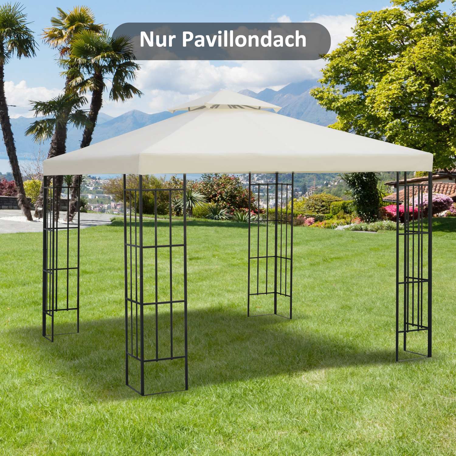 Metal Gazebo Ersättningstak, 3x3M, Cream Polyester