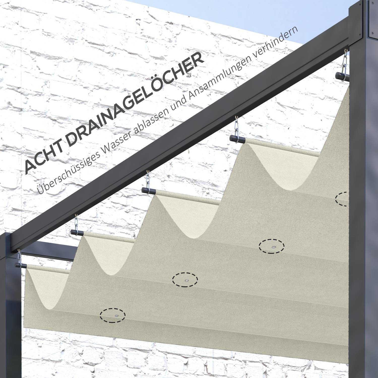 Vattenavvisande Pergola Taktäcke, Krämvit, UV 30+