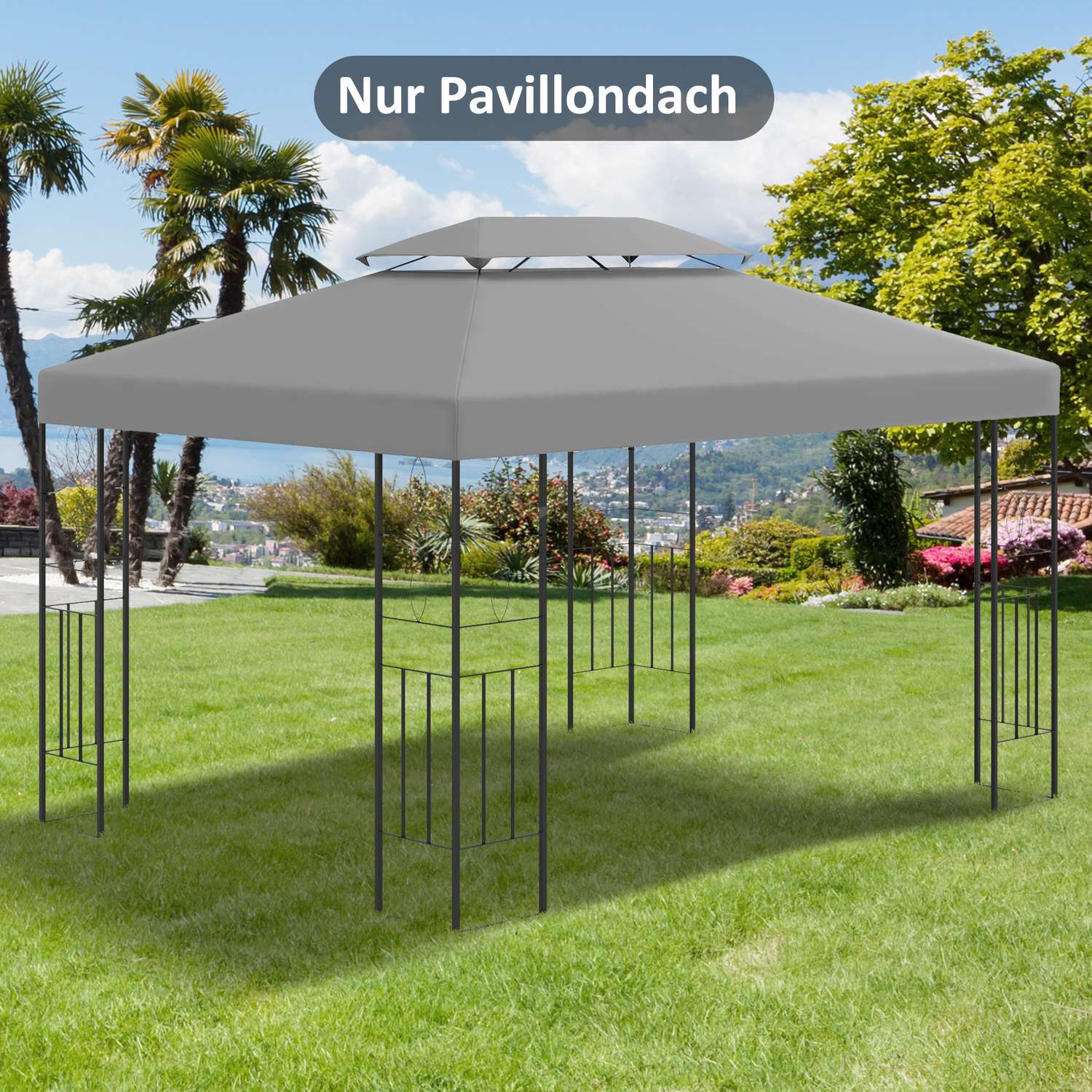 Ersättningstak i polyestergazebo, 3x4M ljusgrå