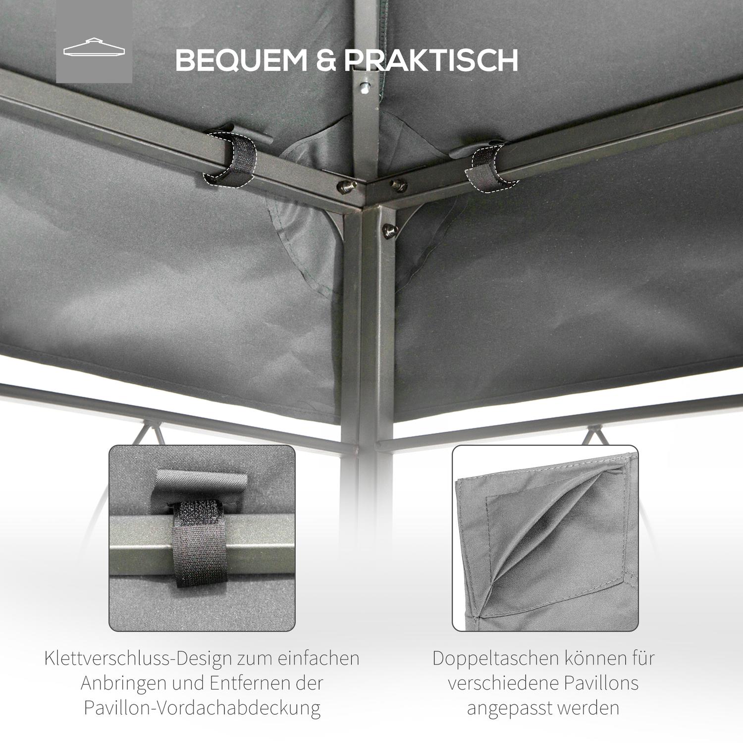 Ersättningstak i polyestergazebo, 3x4M ljusgrå